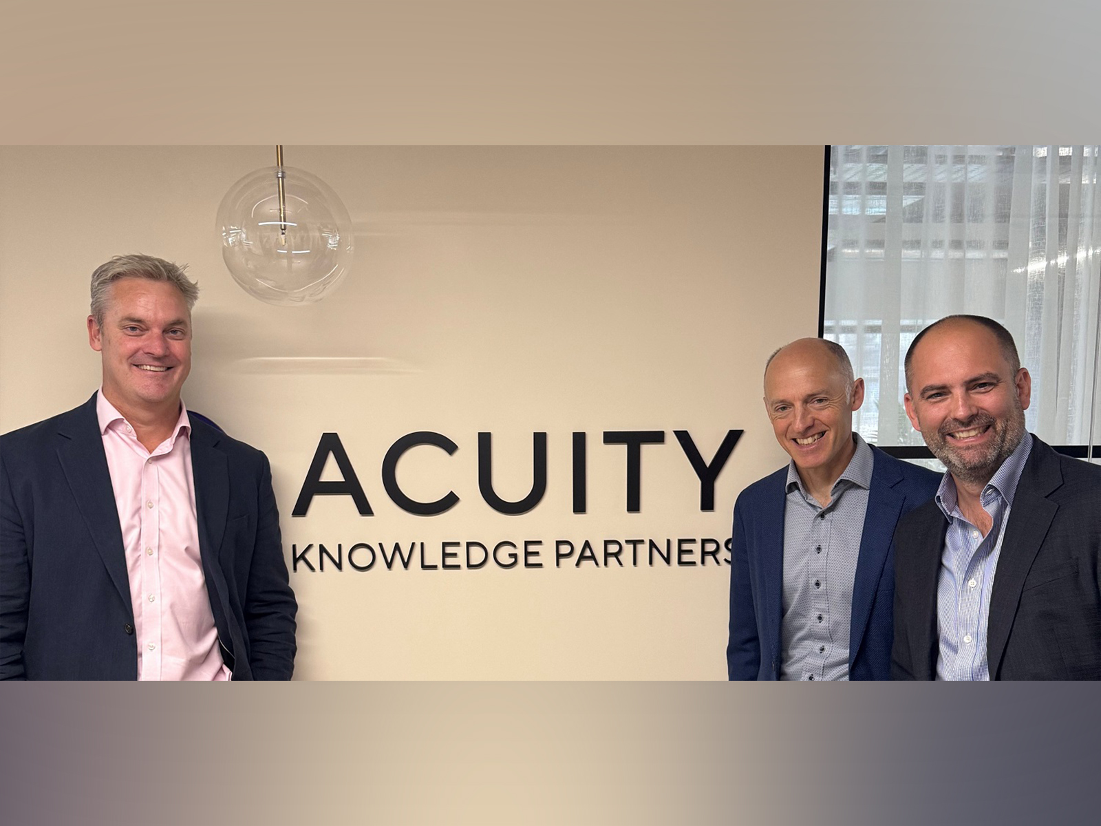 L-R: Stewart Smythe, Chief Executive Officer, Ascent; Jon O'Donnell, Chief Operating Officer, Acuity Knowledge Partners, and Robert King, Chief Executive Officer, Acuity Knowledge Partners