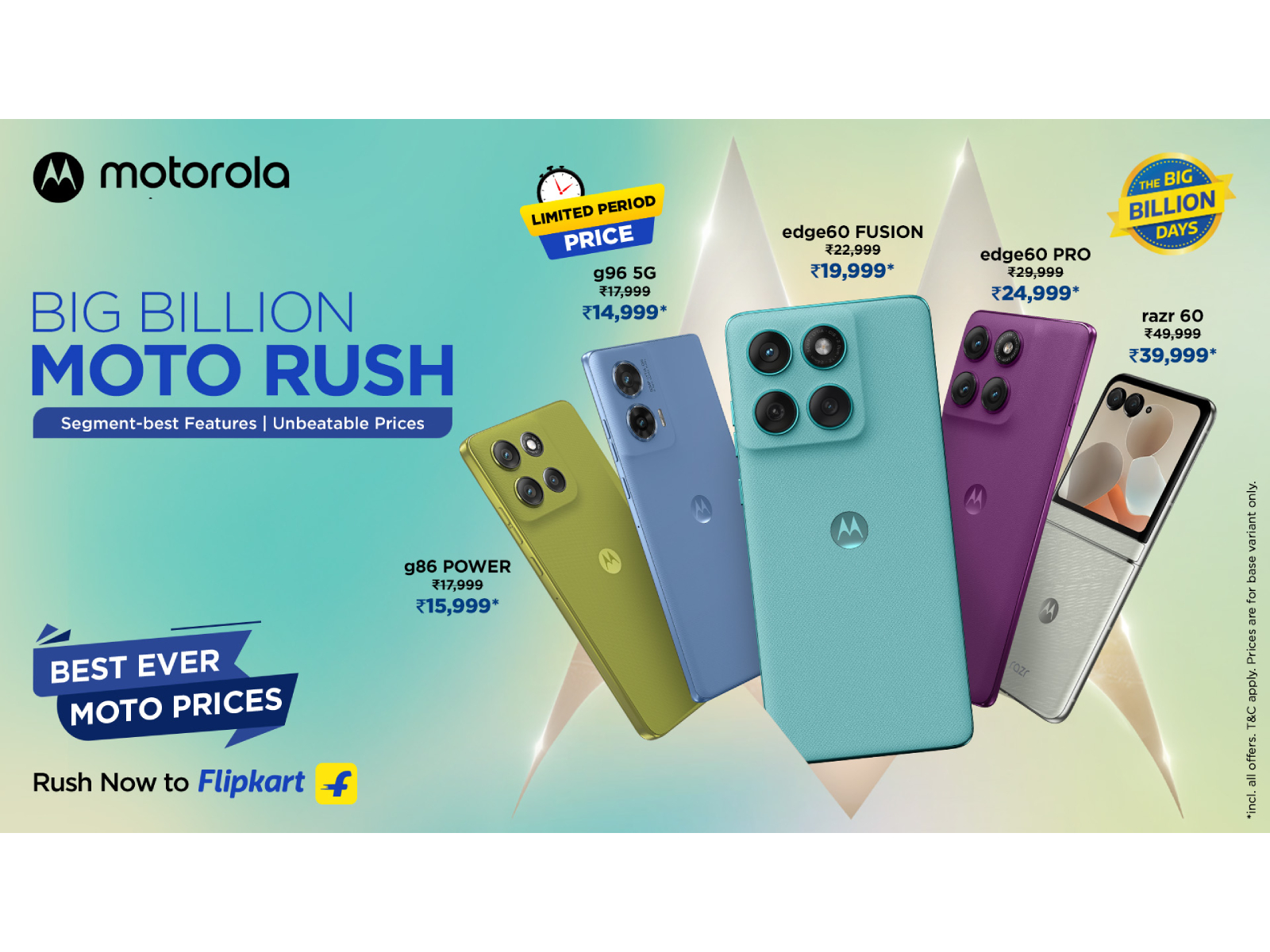 Motorola's bestselling smartphones at lowest prices starting 23rd Sept during Flipkart's Big Billion Days 2025