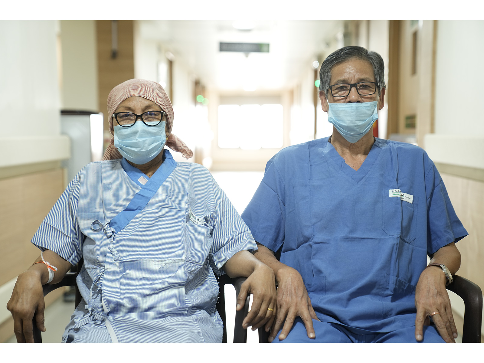 Patient (L) Mrs Bijayentimala Devi and her husband Mr. Khamba share a moment of relief after a successful bone marrow transplant at S.L. Raheja Hospital Mahim - A Fortis Associate