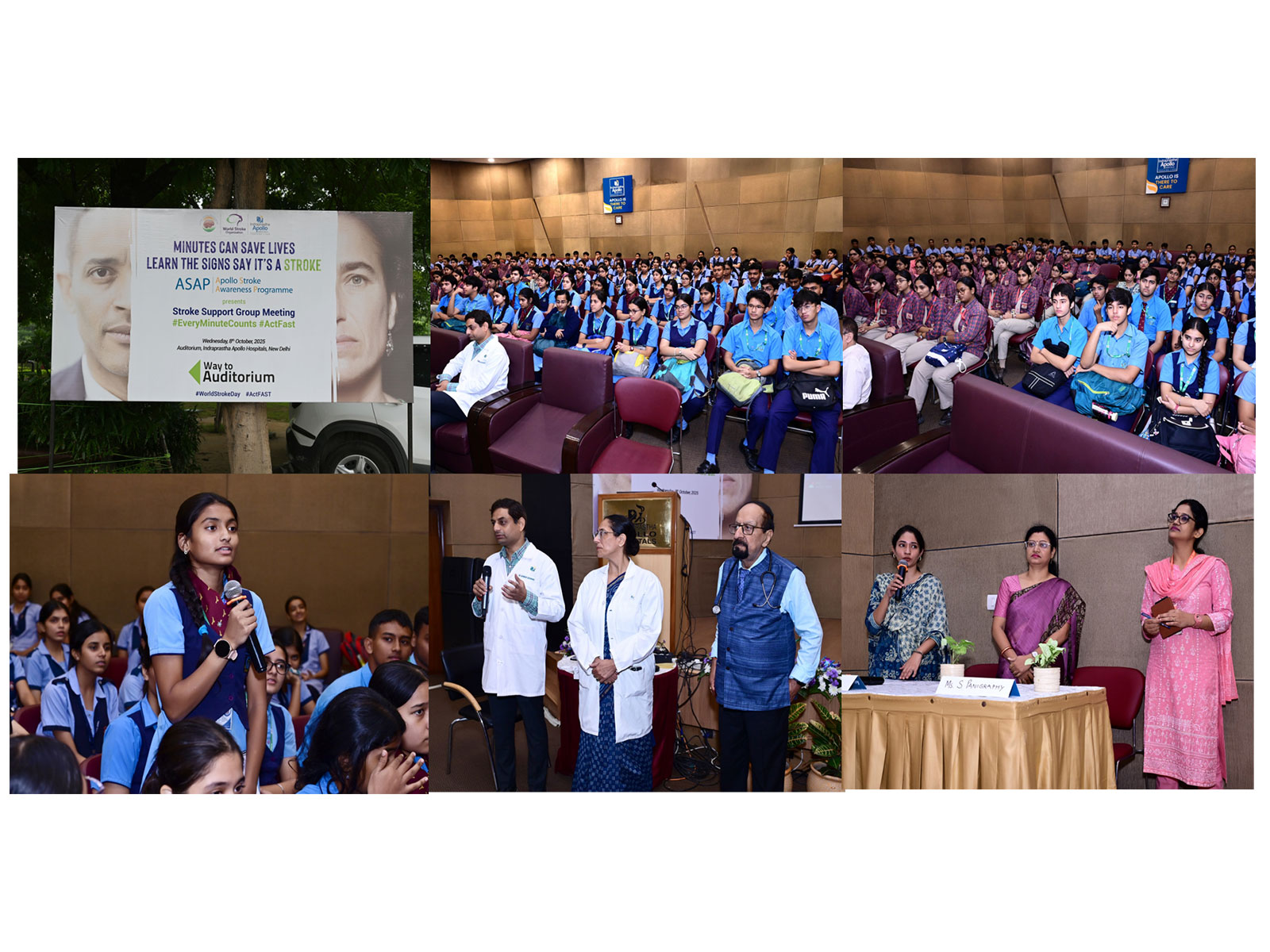 Students attend the 'Apollo Stroke Awareness Programme (ASAP)' at Indraprastha Apollo Hospitals to learn about early stroke recognition and timely care