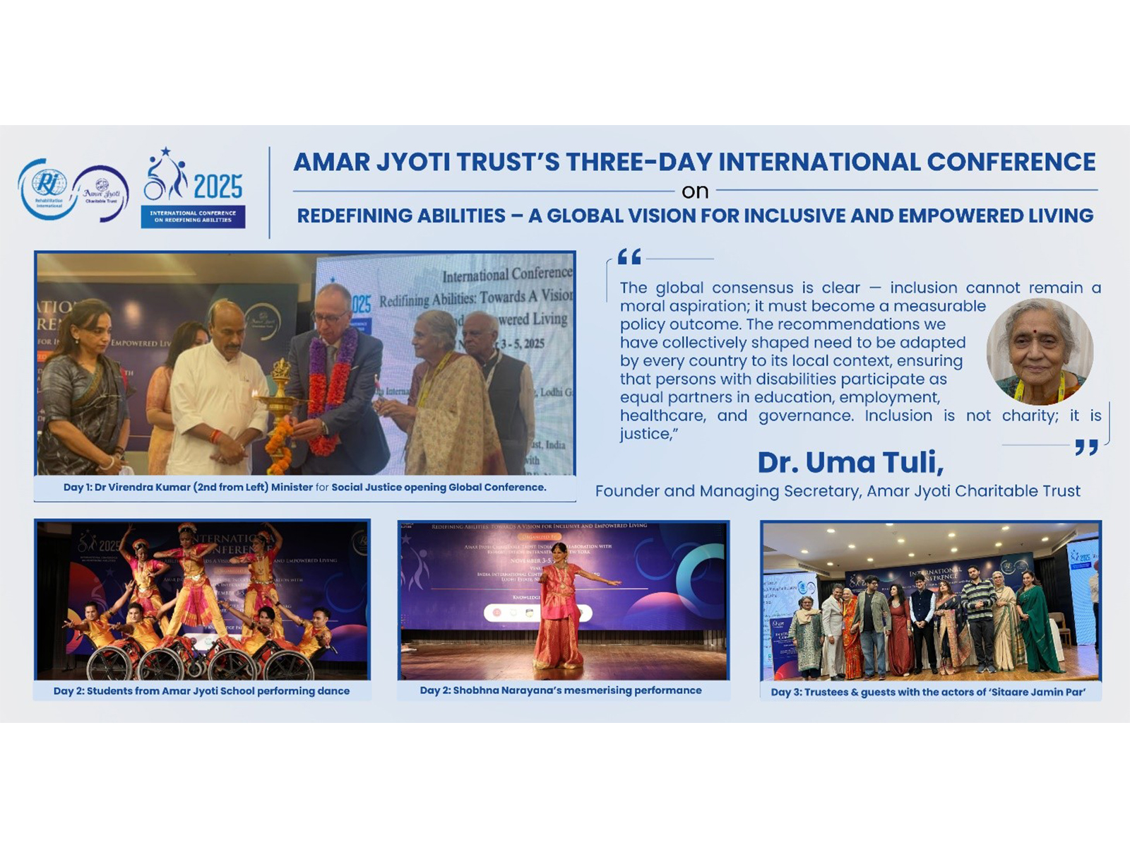 Experts at Amar Jyoti Trust's Global Conference Call for Policy Reforms, Inclusive Education, and Economic Empowerment for Persons with Disabilities