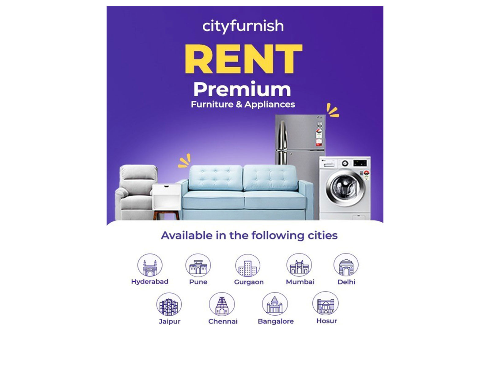 Cityfurnish, India's Top Furniture & Appliance Rental Brand, Announces Expansion into Hosur, Chennai, and Jaipur