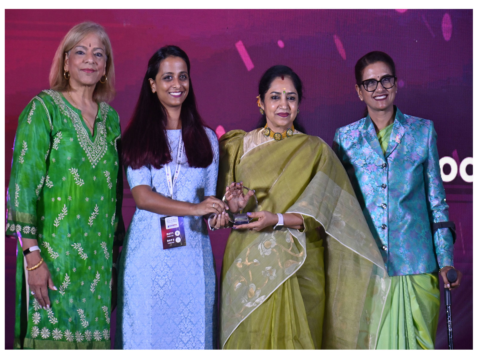 L-R: Subha Barry, President, Seramount; Pooja, Director - HR, P&G; Dr Tamizhachi Thangapandian, MP; Dr Saundarya Rajesh, Founder - President, Avtar Group