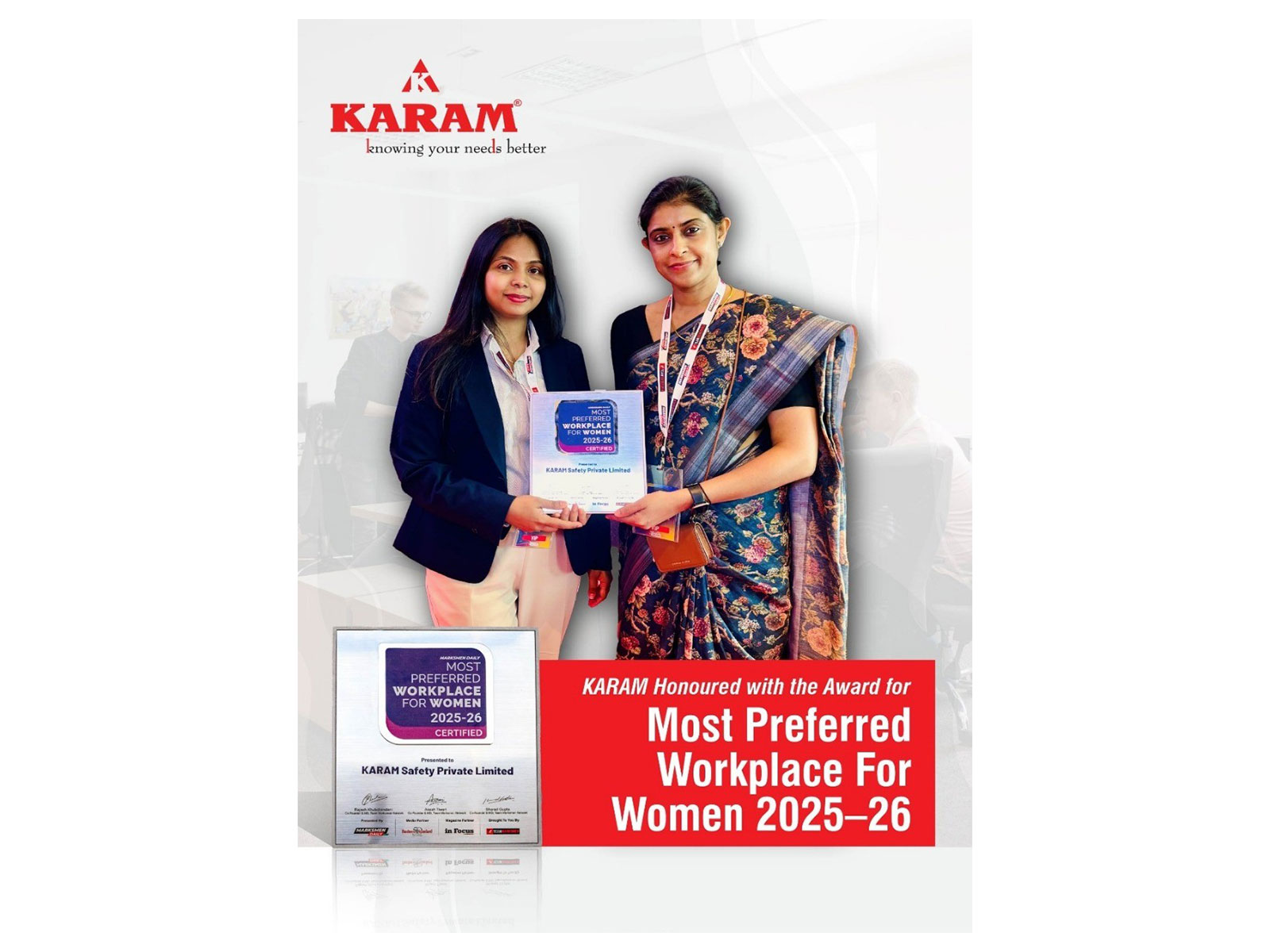 KARAM Safety honoured as one of the Most Preferred Workplaces for Women 2025-26