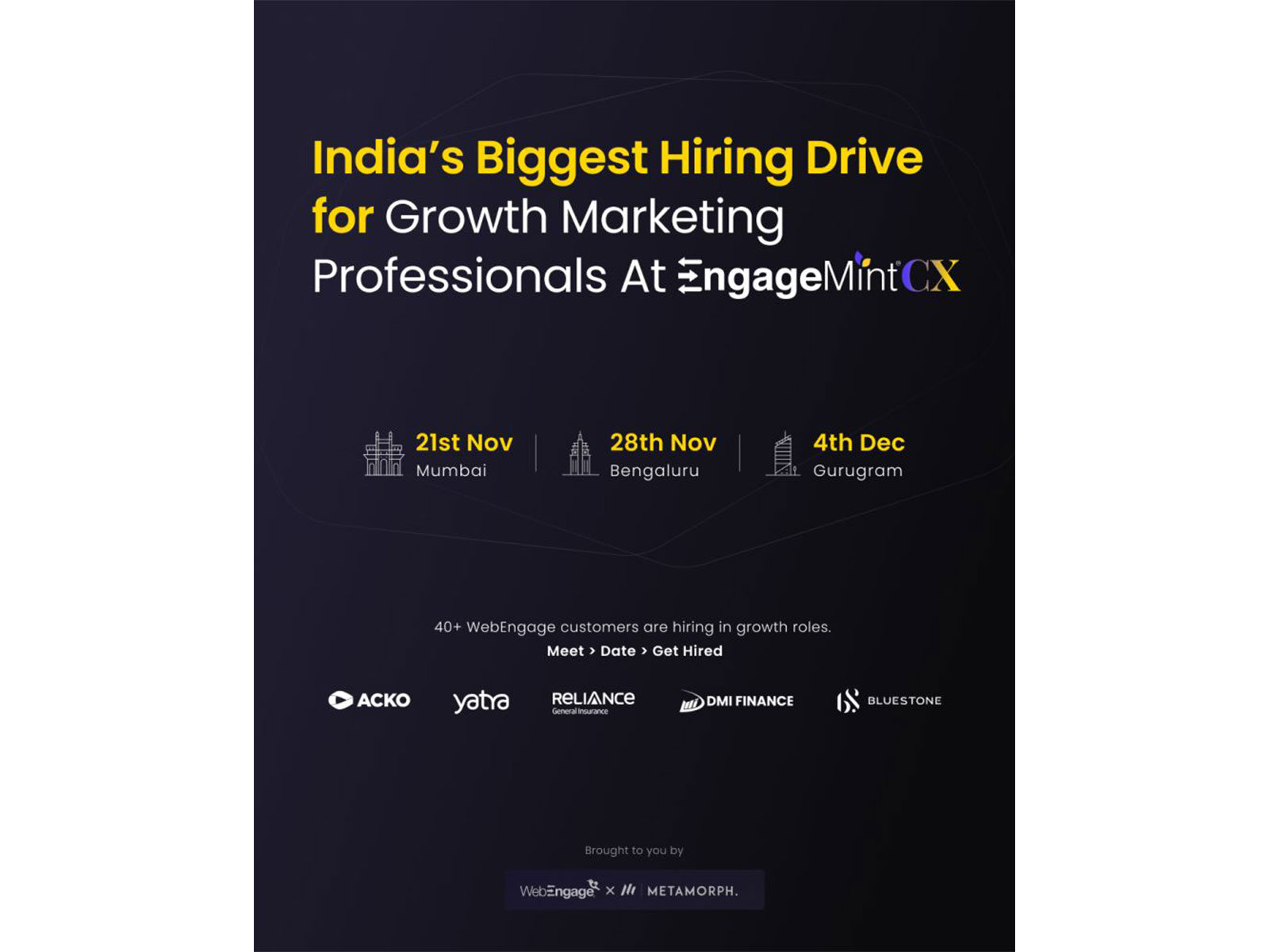 WebEngage Partners with Metamorph to Host India's Biggest Hiring Drive for Growth Marketing Professionals