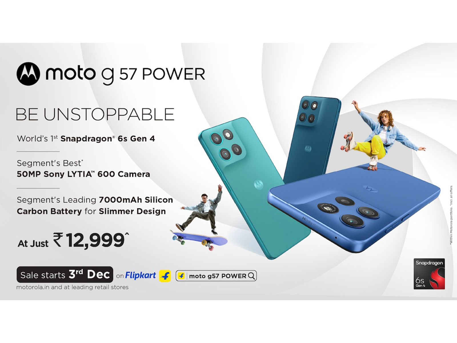 Motorola launches moto g57 POWER with world's 1st Snapdragon 6s Gen 4, 50MP LYTIA 600, moto AI and a 7000mAh battery at Rs. 12,999