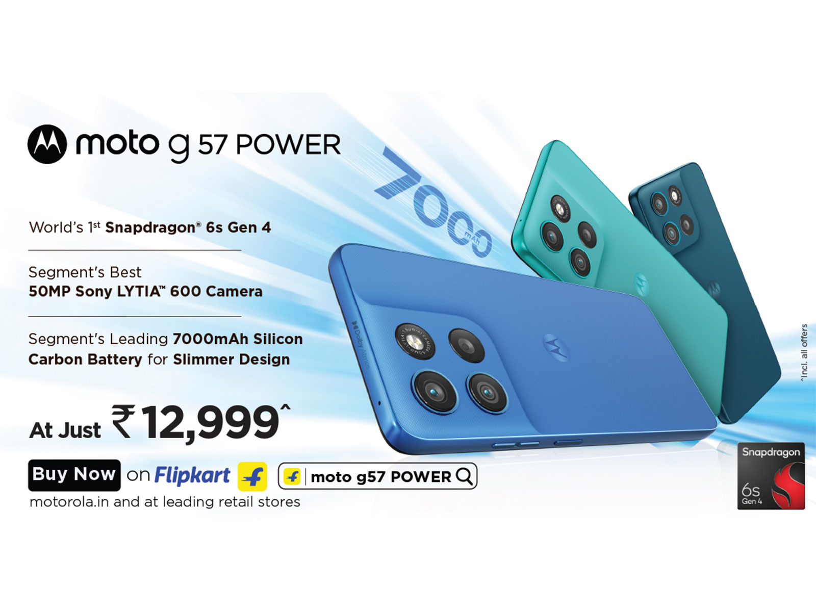 The best budget phone^ moto g57 Power goes on sale at Rs. 12,999*