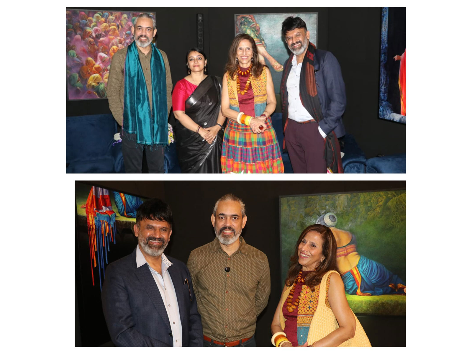 (L-R): Artist Viveek Sharma, Curator Lina Vincent, Author Shobhaa De, and ZenCrafart Partner- Rashmin Majithia at the inauguration of "Sacred Gestures" at Jehangir Art Gallery