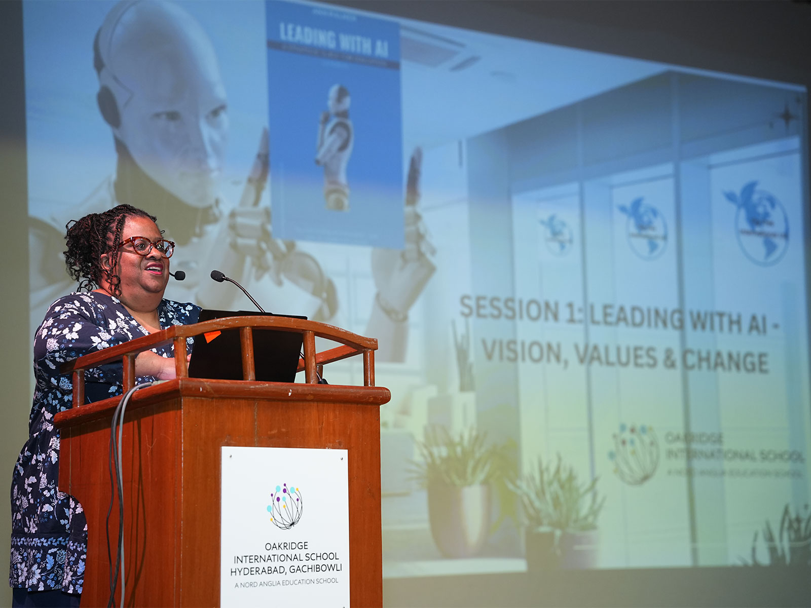 Participants collaborate on innovative, AI-powered approaches to teaching at Oakridge Gachibowli's leadership conference