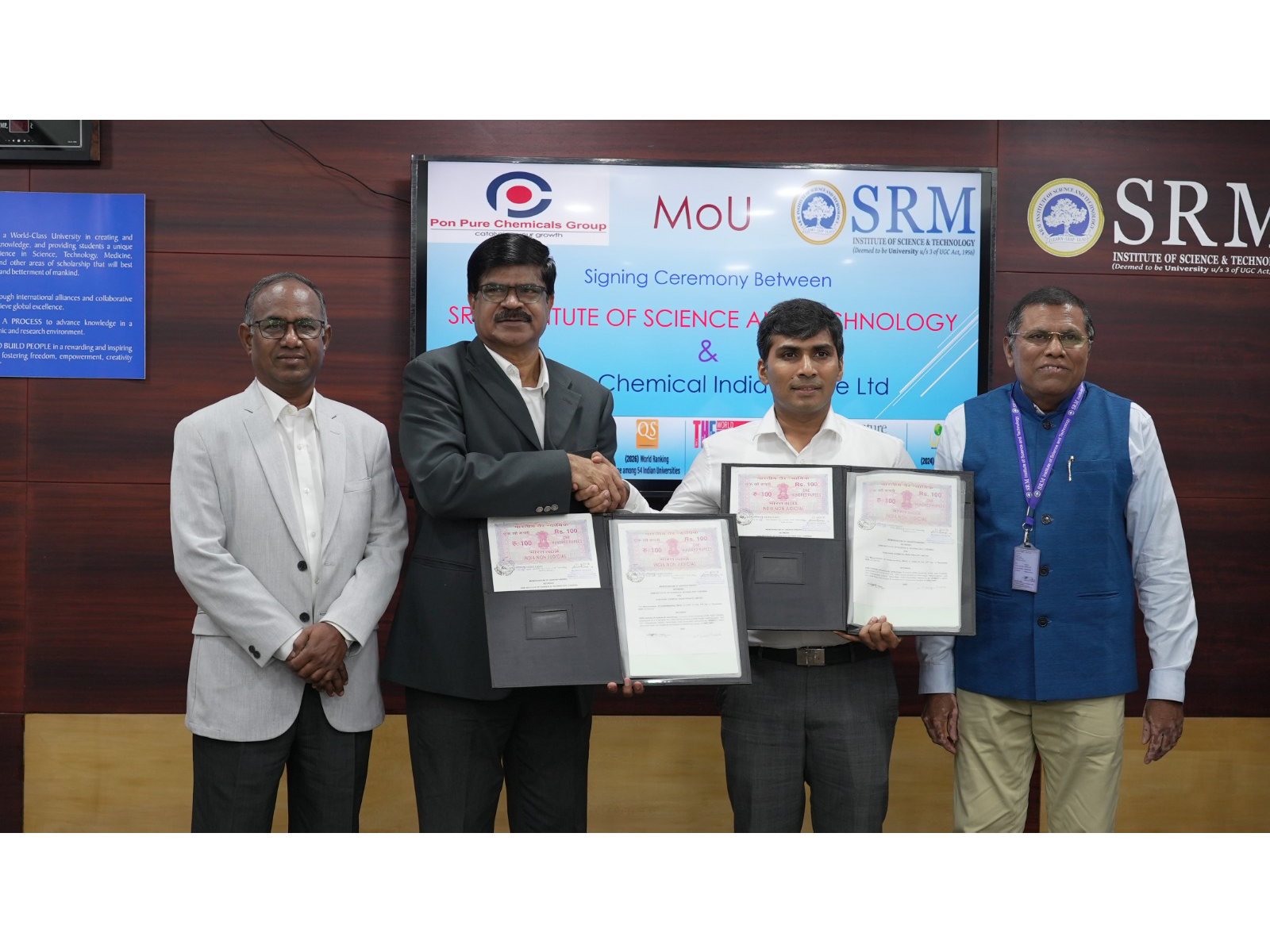 SRMIST, Pon Pure Chemicals Sign MoU to Set Up CSR-Funded Oil-Field Chemicals Research Lab