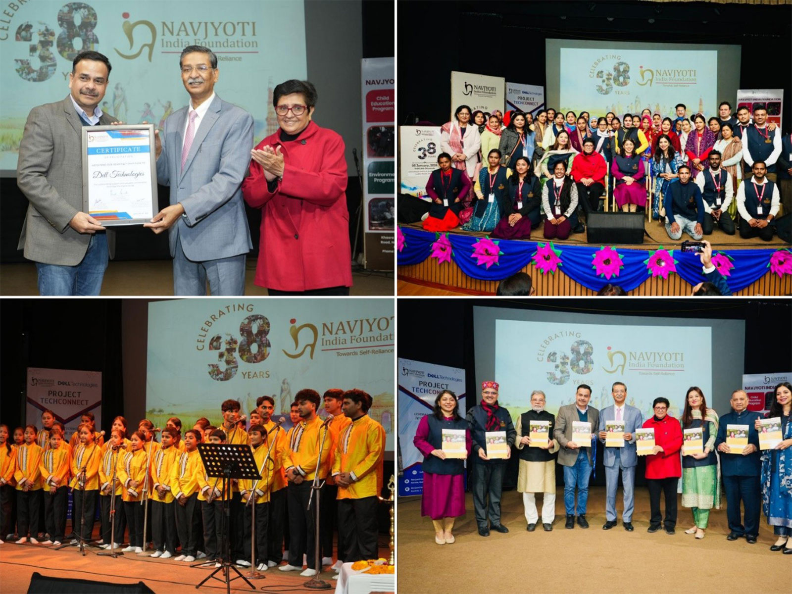 Dr. Kiran Bedi, Founder & Mentor, at Navjyoti India Foundation's 38th Foundation Day, with Chief Guest Bharat Lal, Secretary General & CEO, National Human Rights Commission