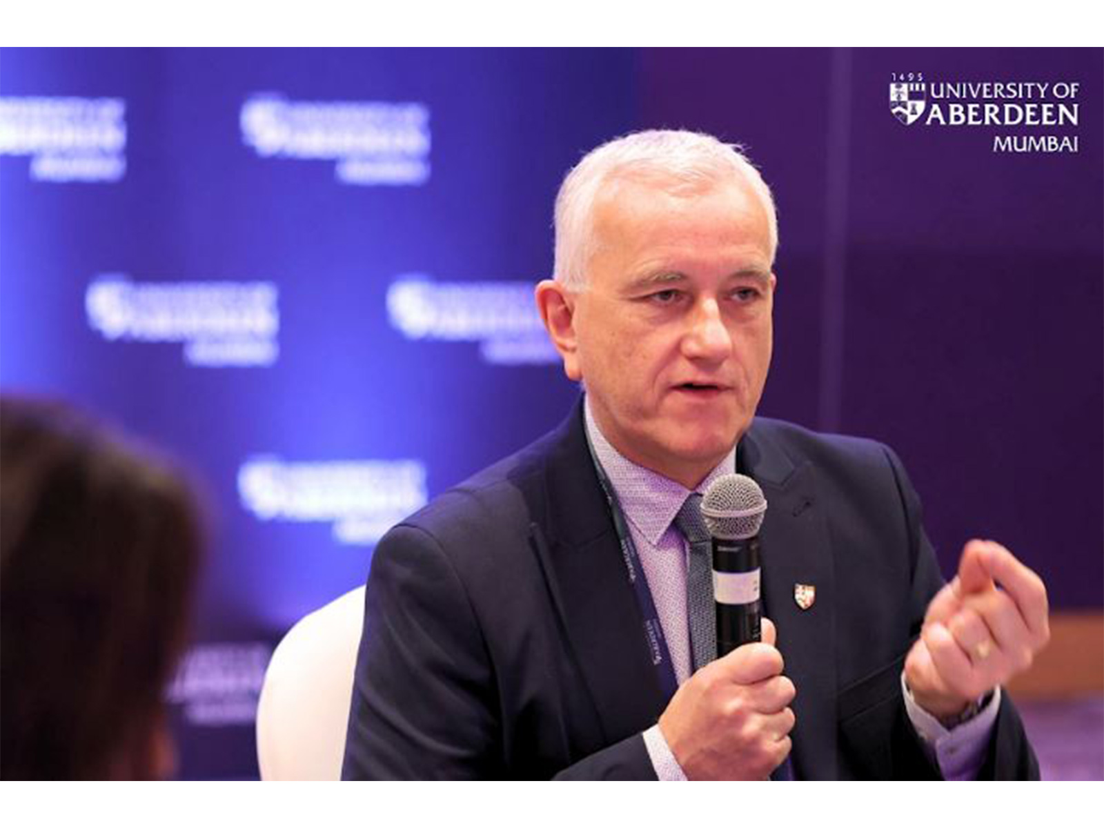 Professor Peter Edwards, Principal & Vice-Chancellor, University of Aberdeen announcing the admissions for the First Mumbai Campus Cohort