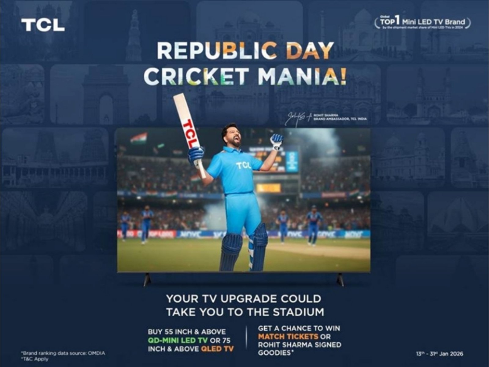 TCL India "Republic Day Cricket Mania" Campaign, Offering Fans a Chance to Win Live Match Tickets