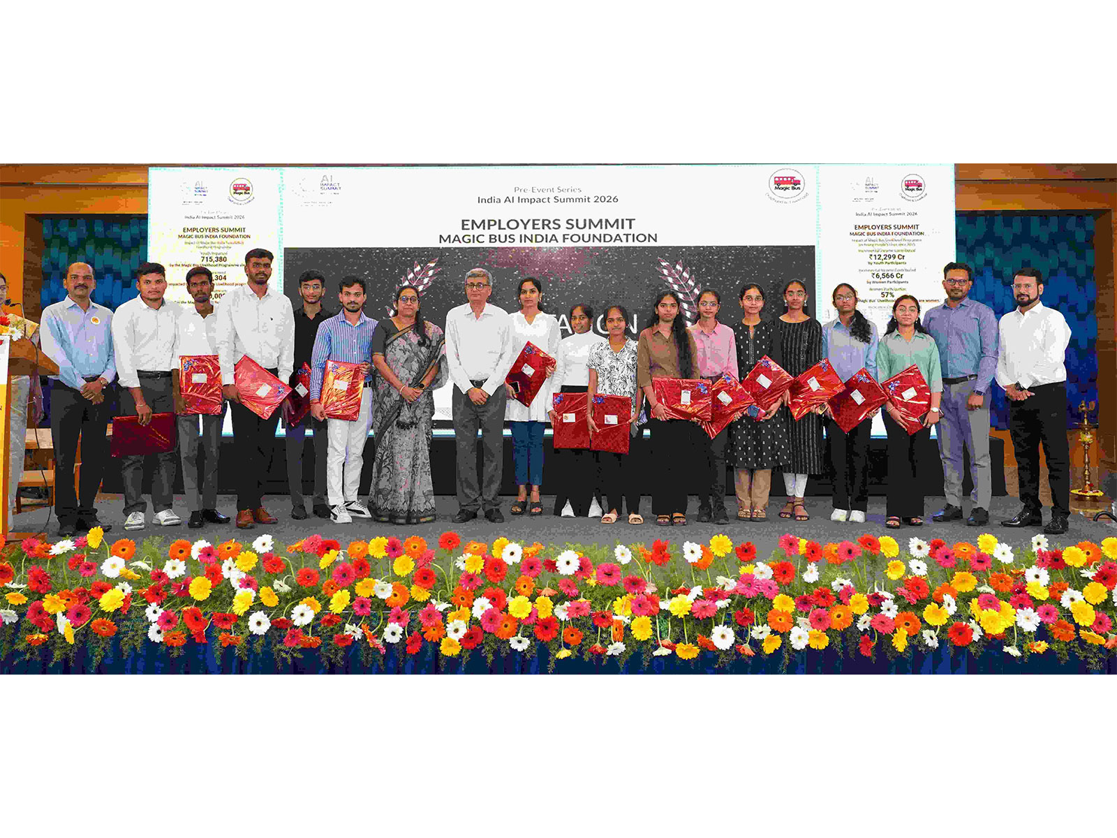 Magic Bus representatives with youth participants at their Employers Summit