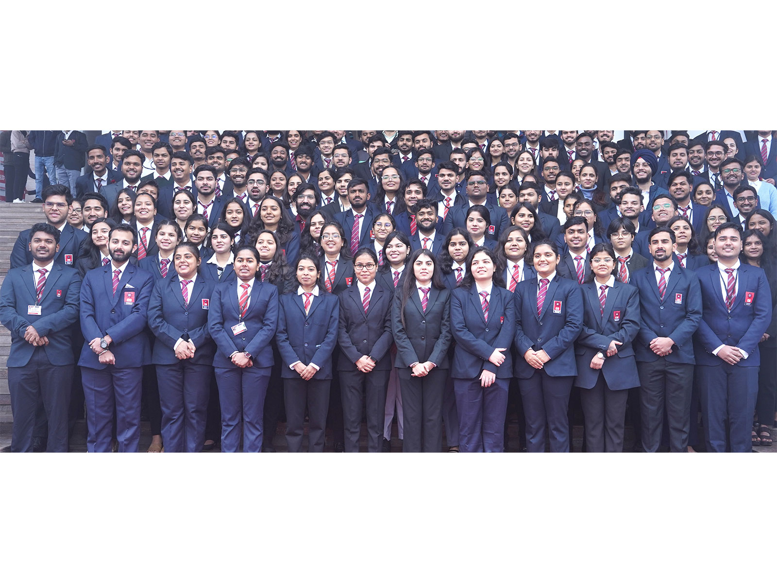 Chandigarh University Placed Students in a group during campus placements at Chandigarh University Gharuan campus