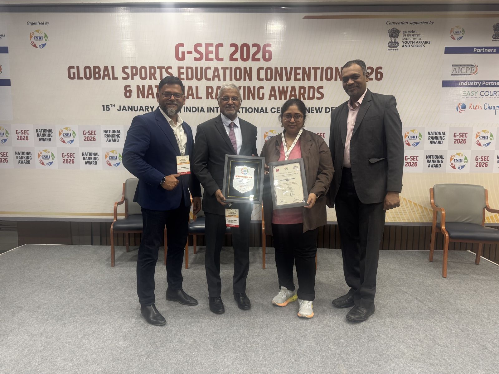Aazaz Khan, Director, SSA, Raman Ramachandran, Director, KJSIM, Dr Vandana Tripathi, Program Director, MBA Sports Mgmt, Noel Kodian, Lead Placements