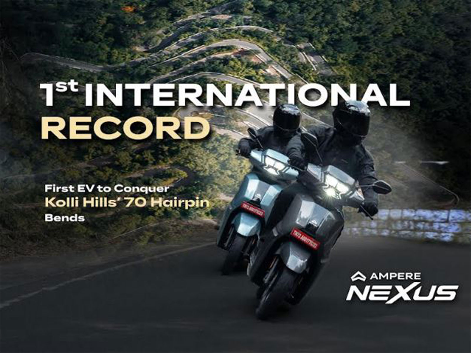 Ampere Enters Asia Book of Records - Navigates 70-hairpin bends of Kolli Hills, TN