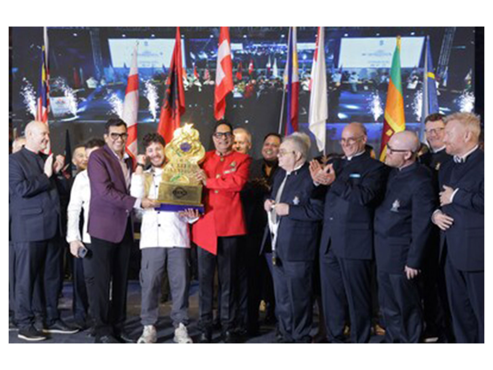 YCO Champion 2026 Enri Cuedari from Instituti Kulinari Neranxi, Albania with the YCO Golden trophy awarded by the esteemed judges
