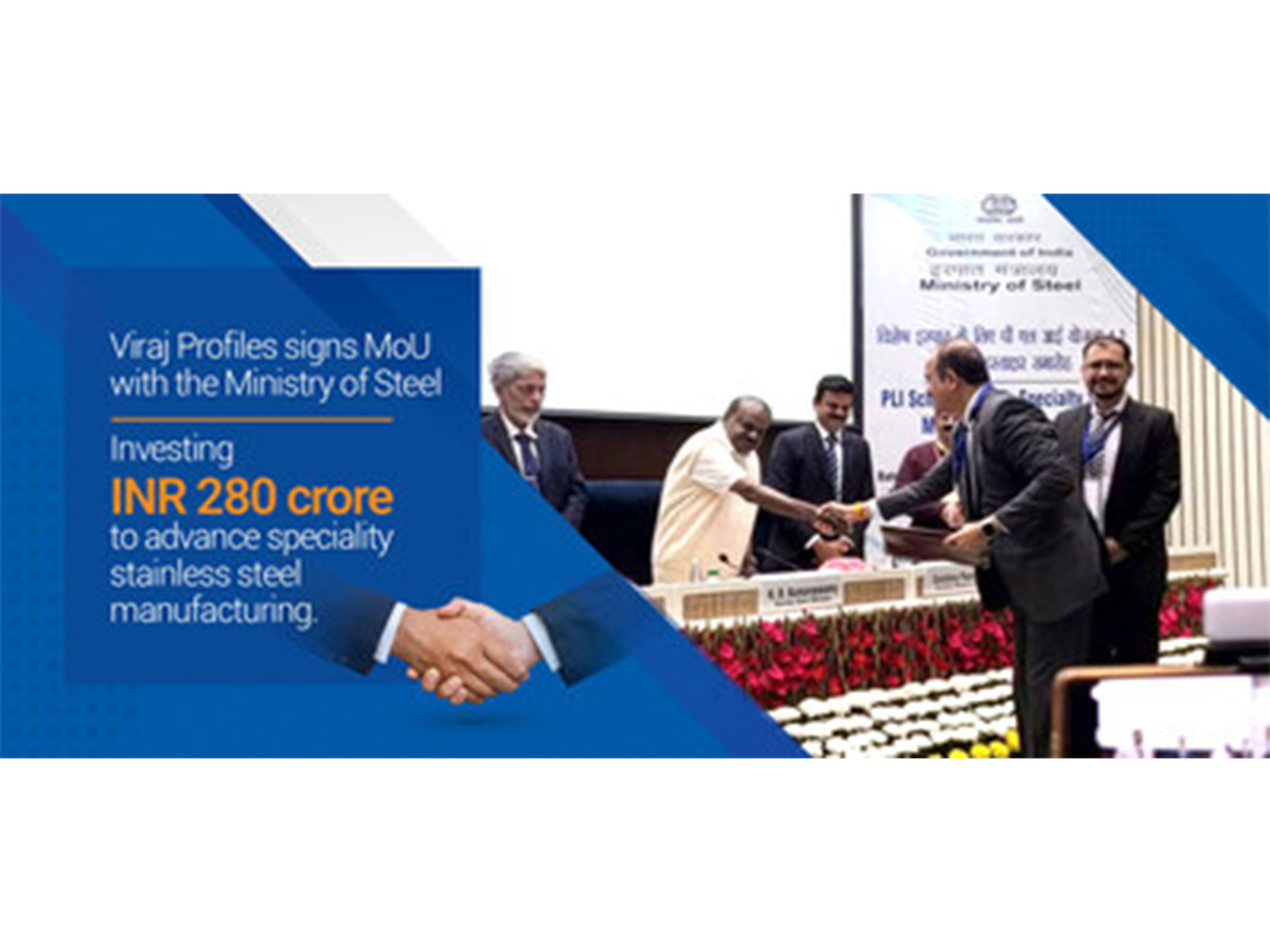 Viraj Profiles Signs MoU with The Ministry of Steel Under PLI Scheme, Commits INR 280 Crore to Advance Speciality Stainless Steel Manufacturing