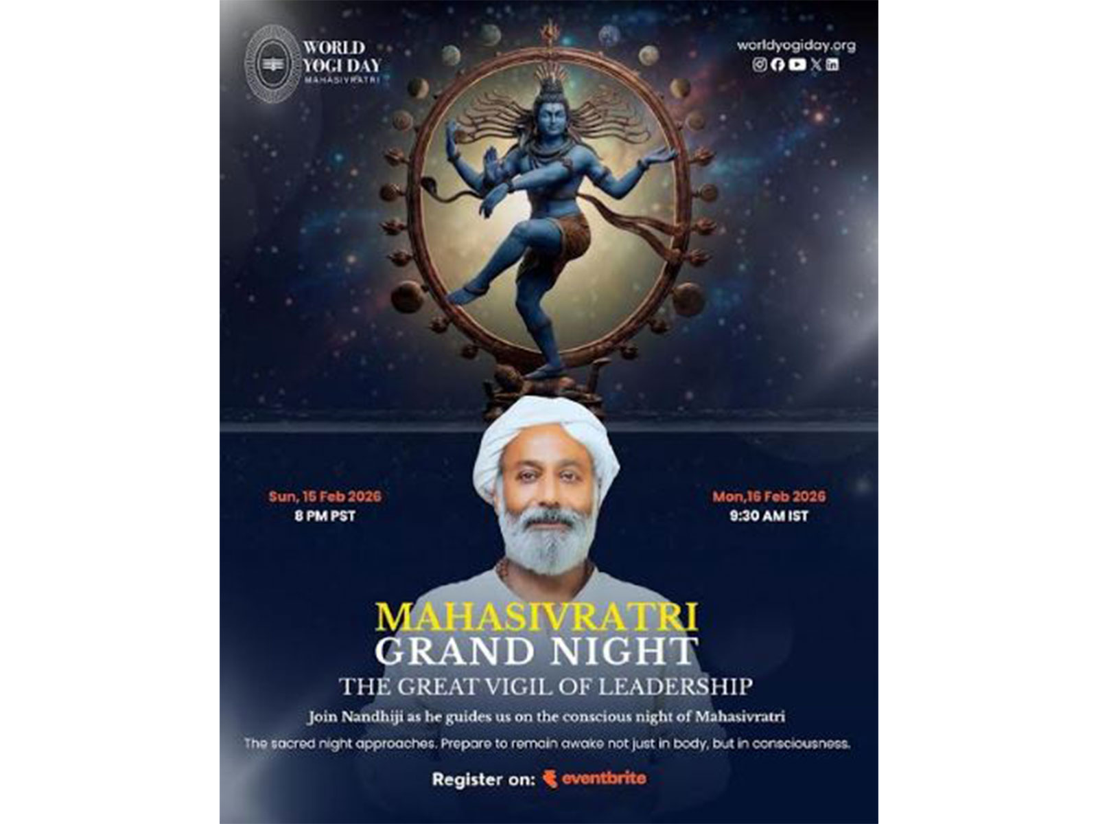 Maha Sivratri - World Yogi Day: Nandhiji's Programs Emphasize Stillness, Awareness, and Inner Transformation