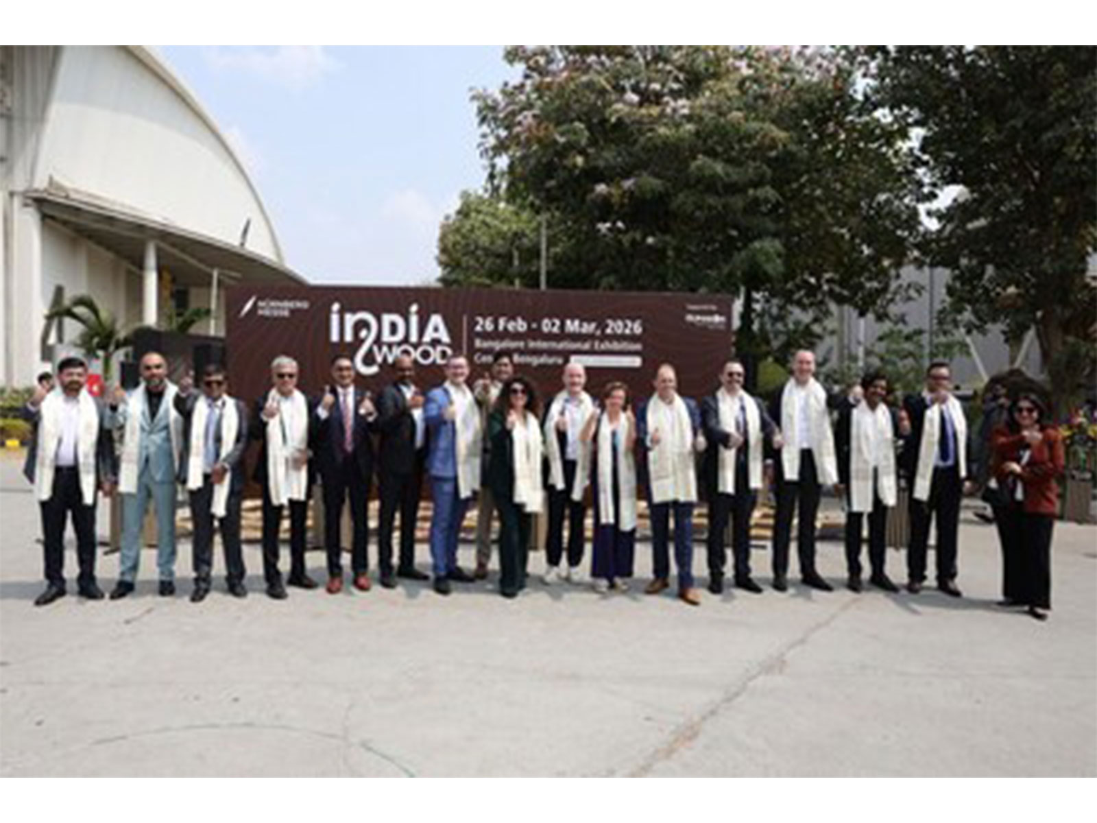  Global industry leaders and international dignitaries during Day 1 of INDIAWOOD 2026 at the Bangalore International Exhibition Centre, reflecting strong global participation and industry momentum