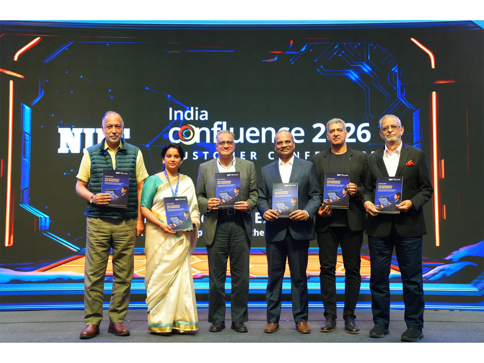 NIIT Confluence 2026: (Left to Right) Rajendra Singh Pawar, Dr. Vishnupriya Raghavan, Sanjeev Jain, Azhagiri Selvarajan, Pankaj Jathar, Vijay Kumar Thadani