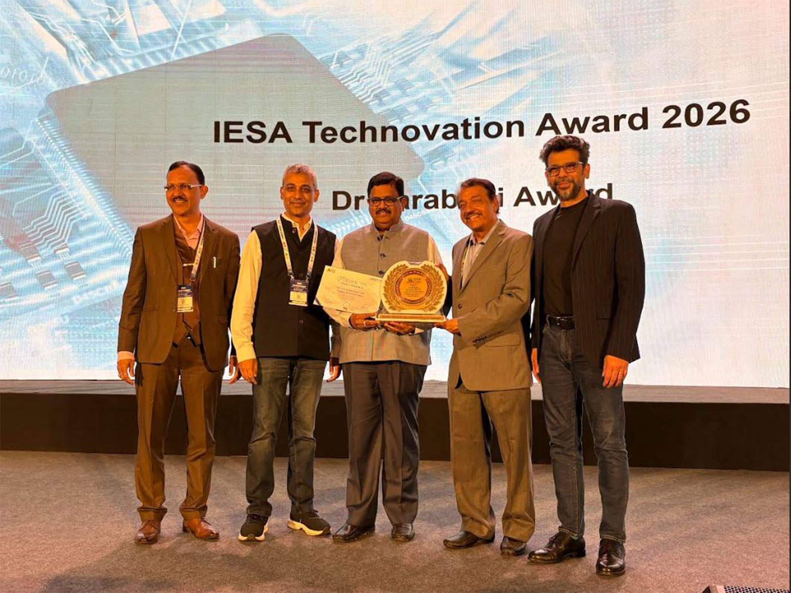 B.V. Naidu,Chairman,KDEM, was felicitated with the prestigious IESA Sarabhai Award at the IESA Vision Summit 2026 for his continued contributions to India's ESDM ecosystem