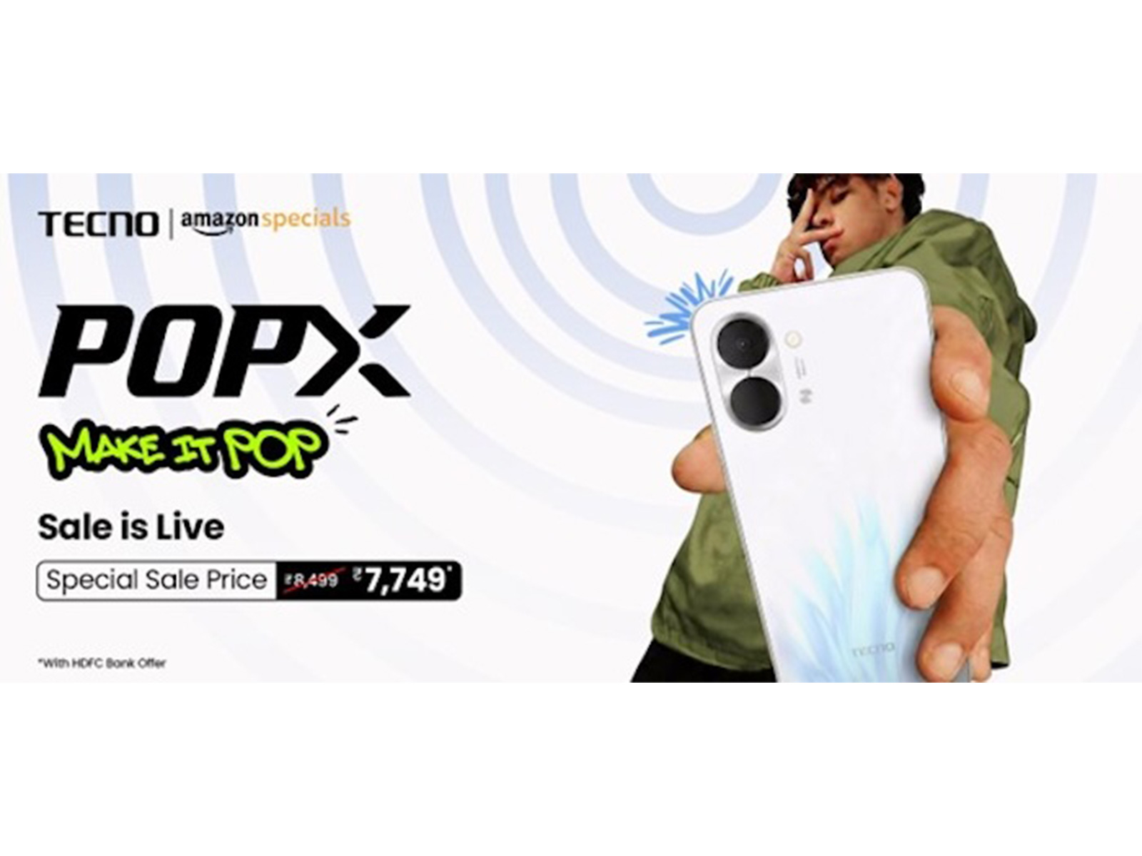 TECNO POP X smartphone launches on Amazon with special price Rs. 7,749 and 120Hz display