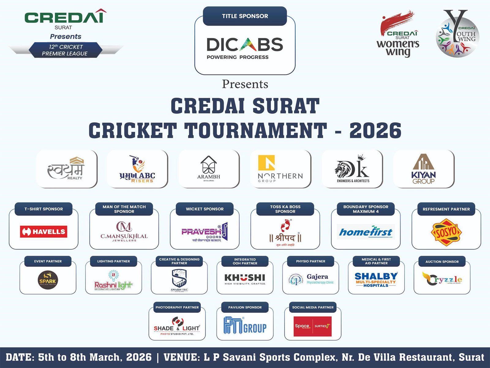 CREDAI Surat 12th Cricket Tournament 2026