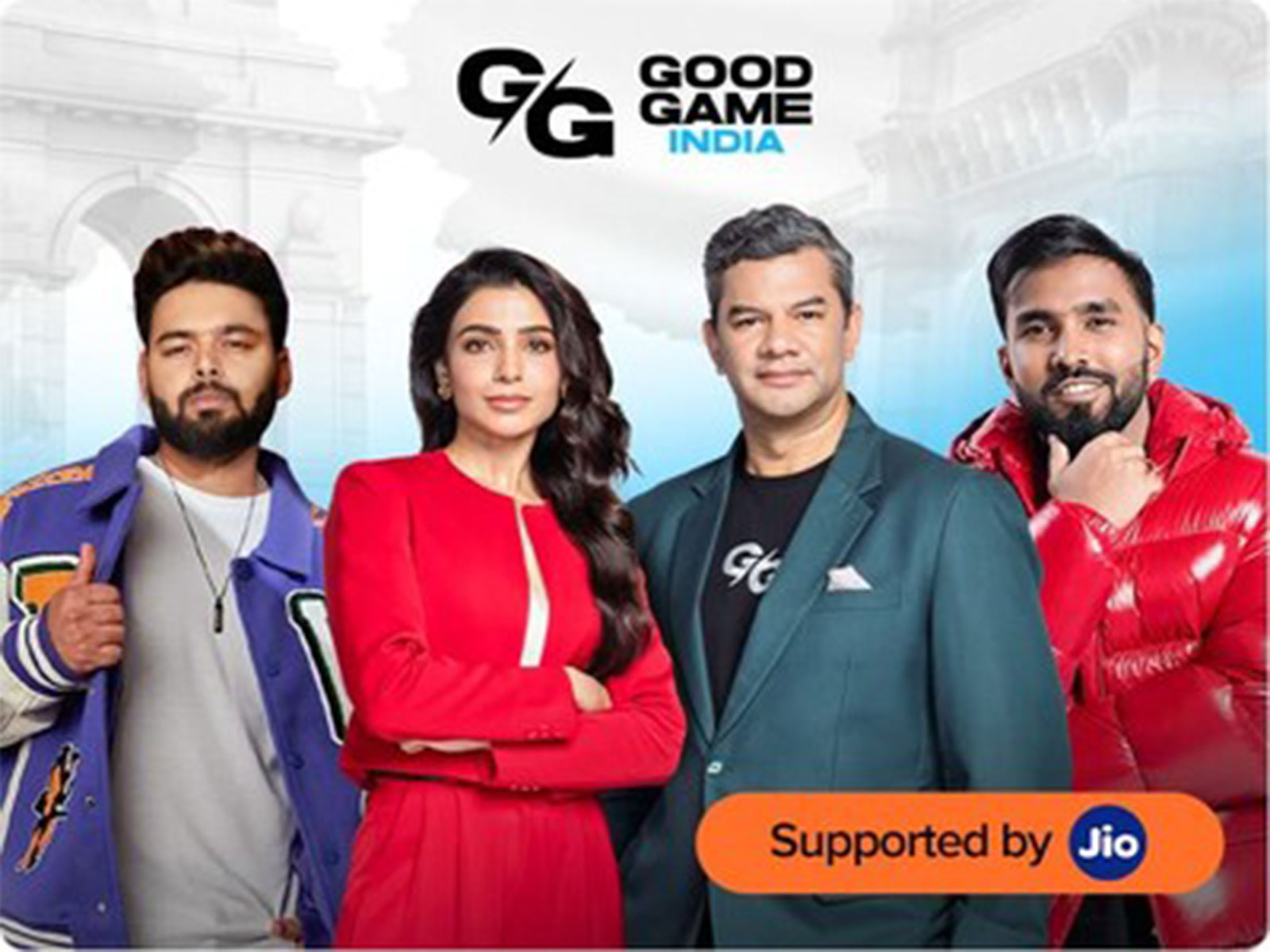 Rai Cockfield, Founder of Good Game with Good Game global ambassadors Samantha Ruth Prabhu, Rishabh Pant and Ujjwal Chaurasia (Techno Gamerz)