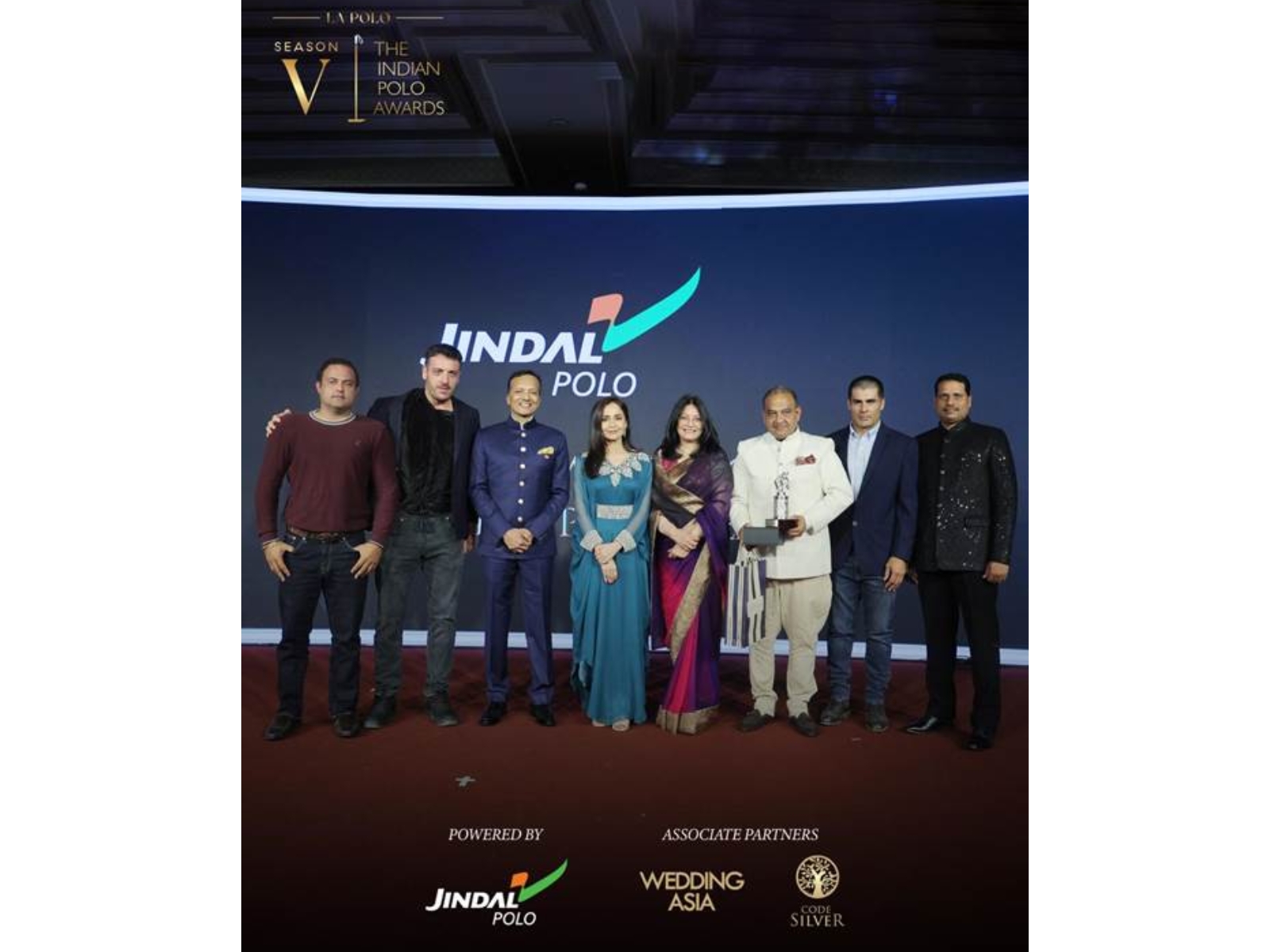 From L to R: 1. Syed Shamsheer Ali 2. Alejo Aramburu 3. Shri Naveen Jindal -- Chairman, Jindal Steel and Member of Parliament 4. Mrs. Shalu Jindal 5. Mrs. Parul Rai 6. Mr. Vikram Singh Rathore 7. Daniel Otamendi 8. Mr. Sangram Singh Shekhawat