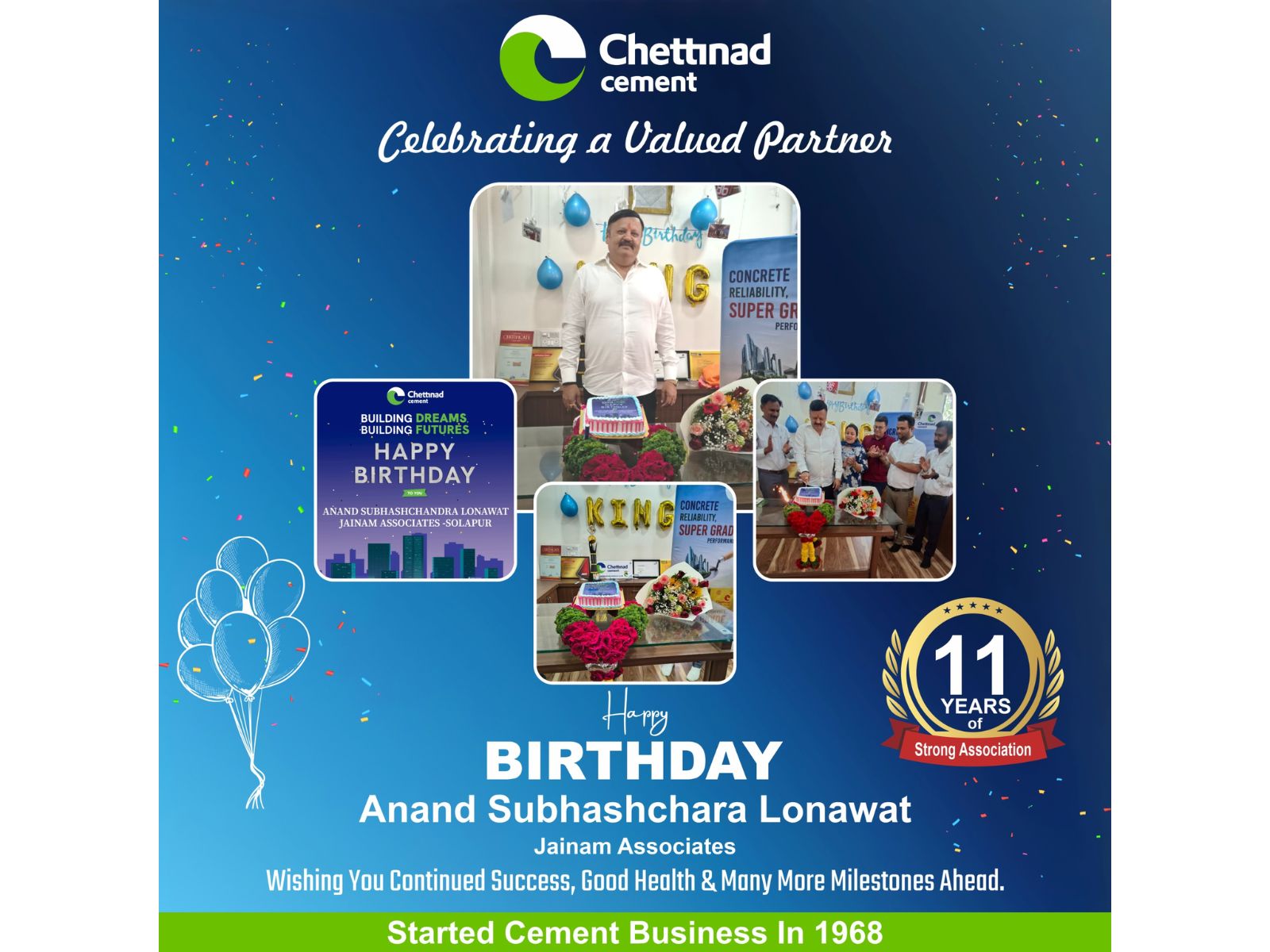 Celebrating a Legacy of Trust: Chettinad Cement Honors Valued Dealer on His Birthday