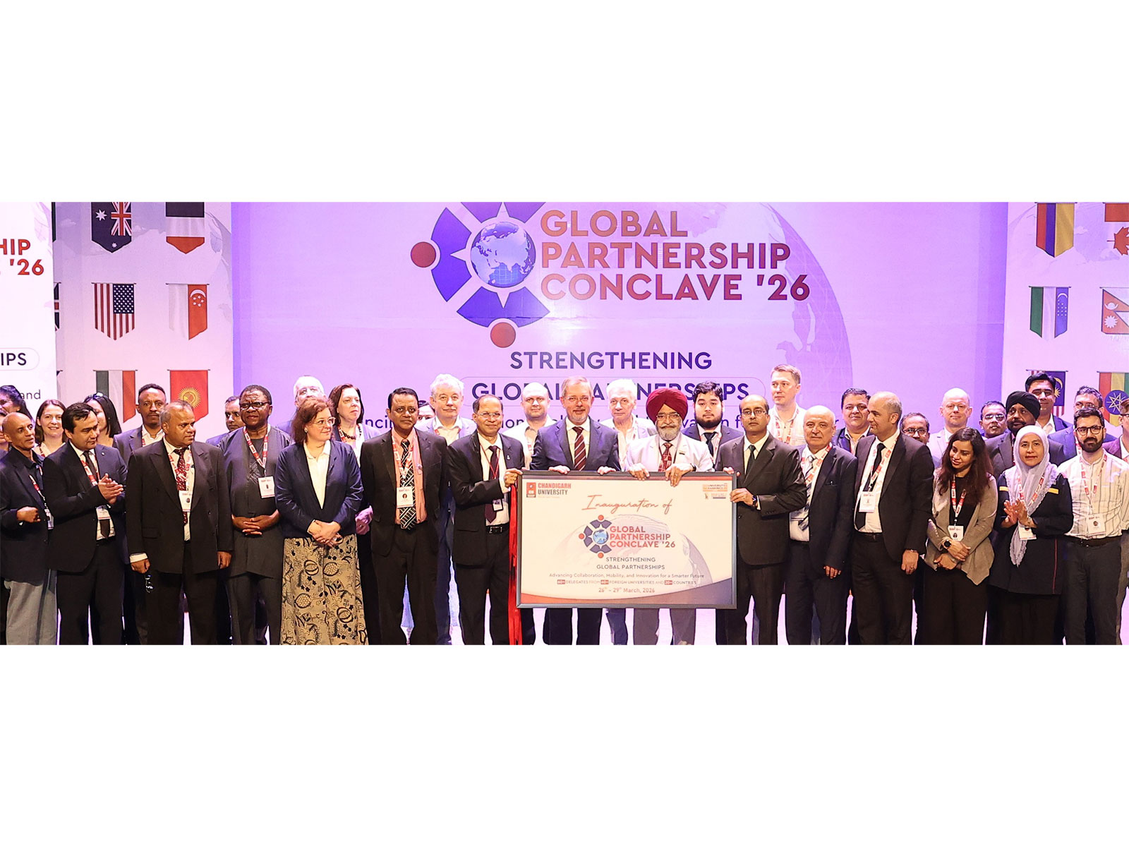 Chandigarh University Higher Management along with distinguished academic leaders from across the world inaugurating four-day long 2nd edition of Global Partnership Conclave 2026