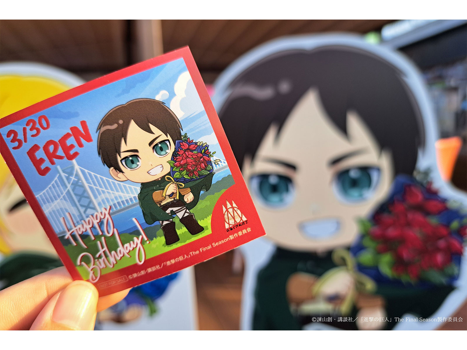 Celebrate Eren Yeager's Birthday on Awaji Island, Japan TV Anime "Attack on Titan" x Nijigen no Mori Event Eren Birthday Original Sticker