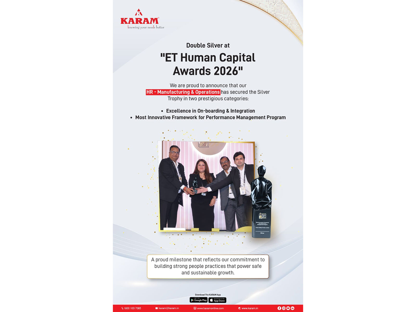 KARAM Safety celebrates dual wins at the ET Human Capital Awards 2026, recognising excellence in onboarding and innovative performance management