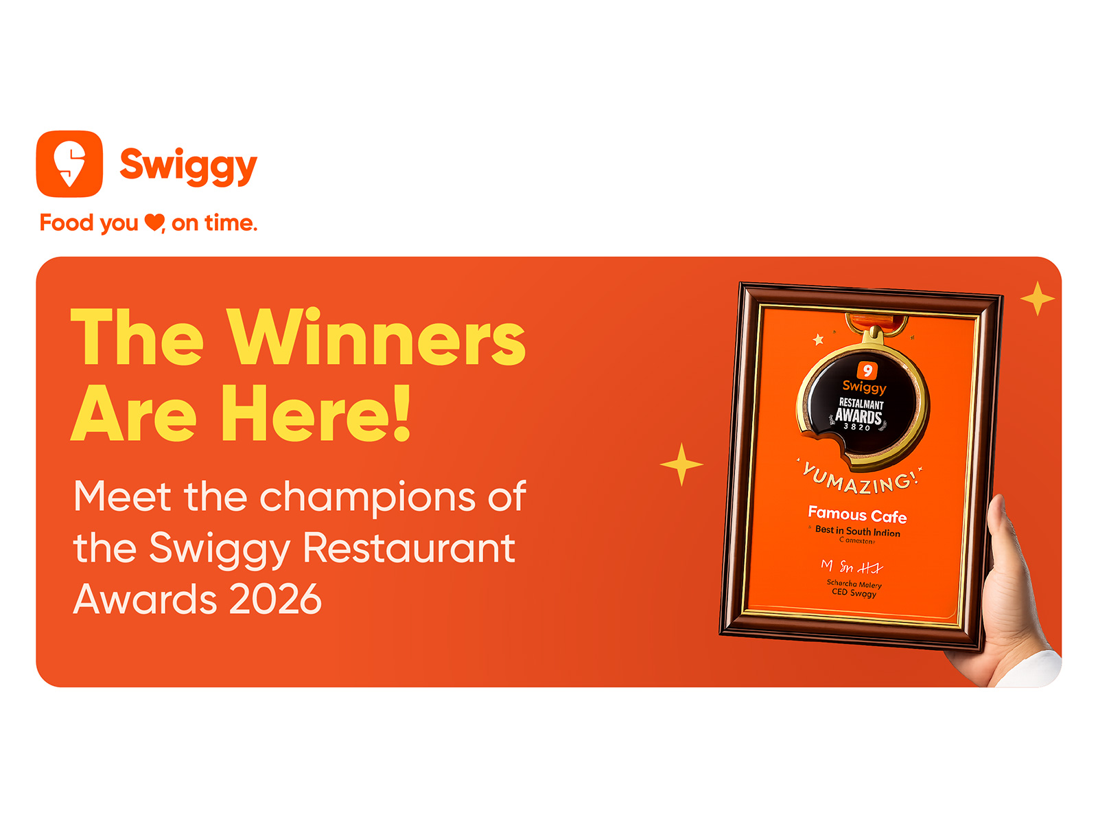 Swiggy Restaurant Awards 2026 Witness Record-Breaking Participation: Winners Announced Across 160+ Cities