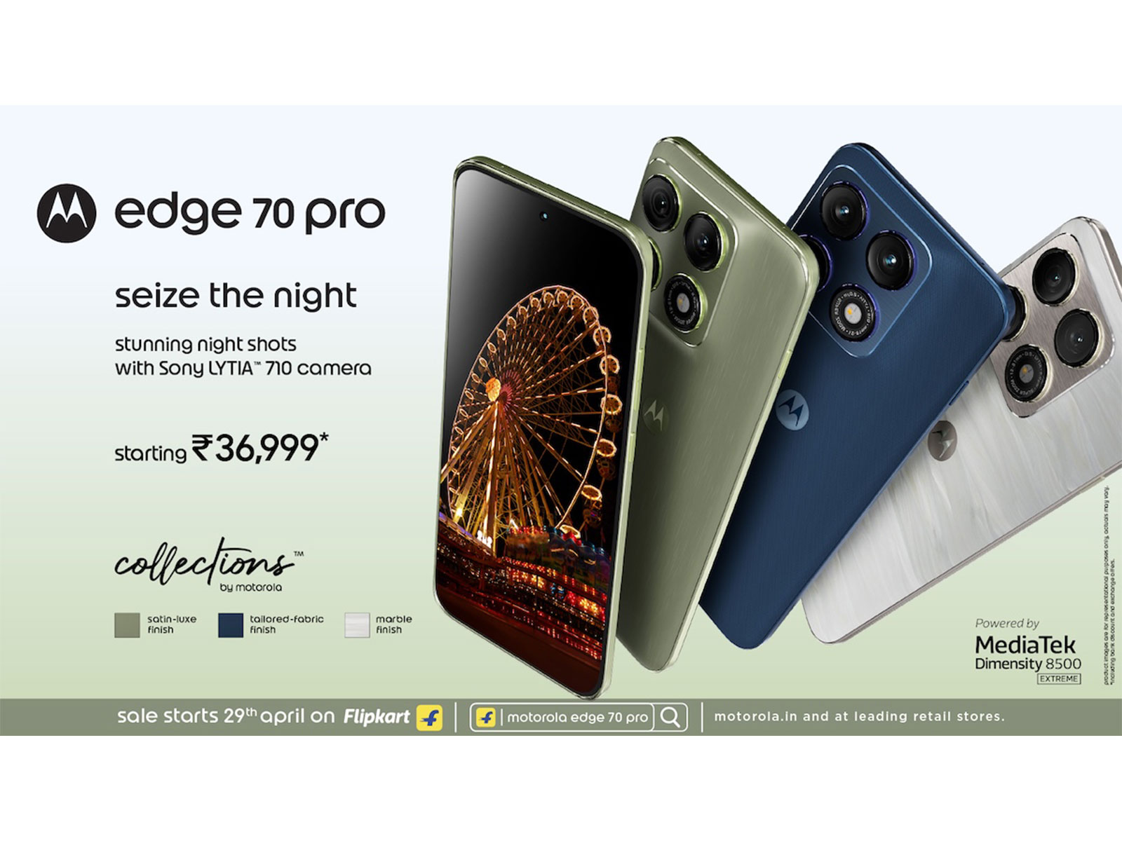 Motorola edge 70 pro: Sony LYTIA™ 710 camera with AI imaging and Dimensity 8500 Extreme at Rs. 36,999*