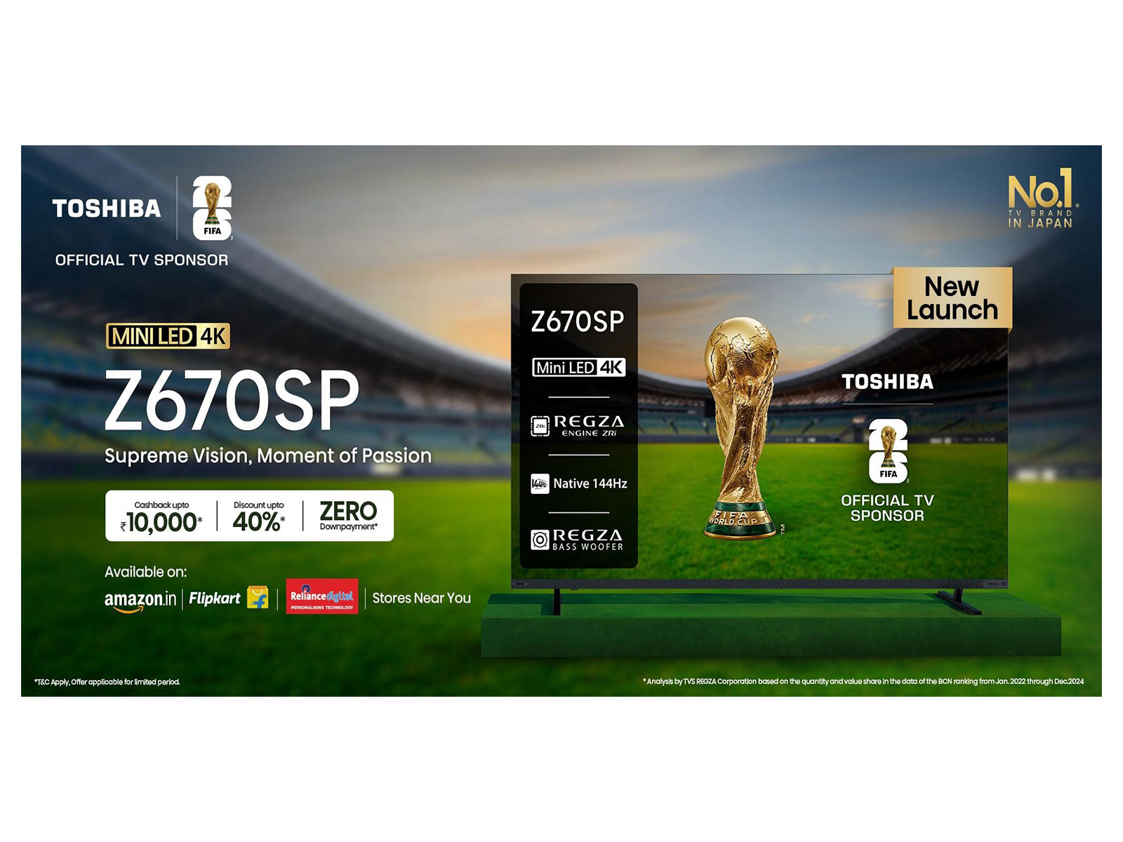 Toshiba Unveils Z670SP Series, Its First MiniLED TV Range with Front Firing Speakers, 144Hz Performance, and REGZA Intelligence