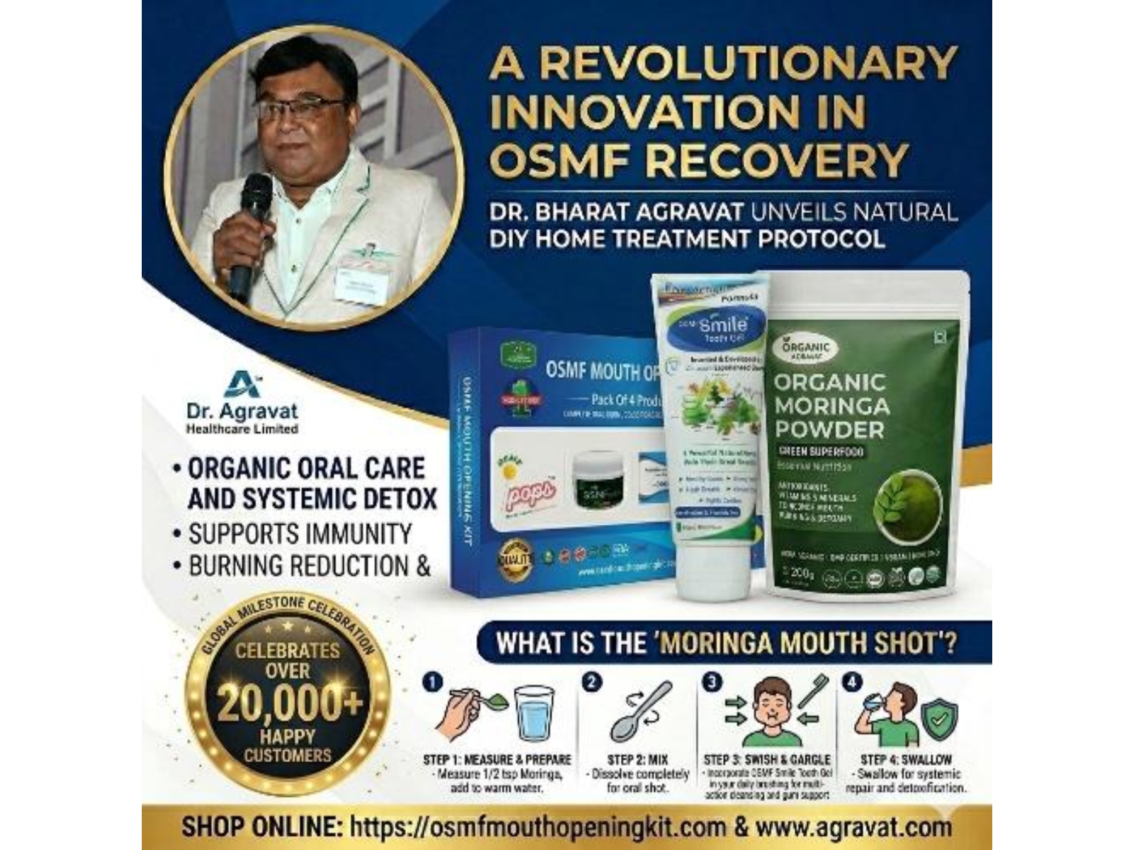 Dr. Bharat Agravat Unveils Revolutionary 'Organic Moringa Mouth Shot' Technique to Combat Mouth Burning Sensation and Accelerate OSMF Recovery