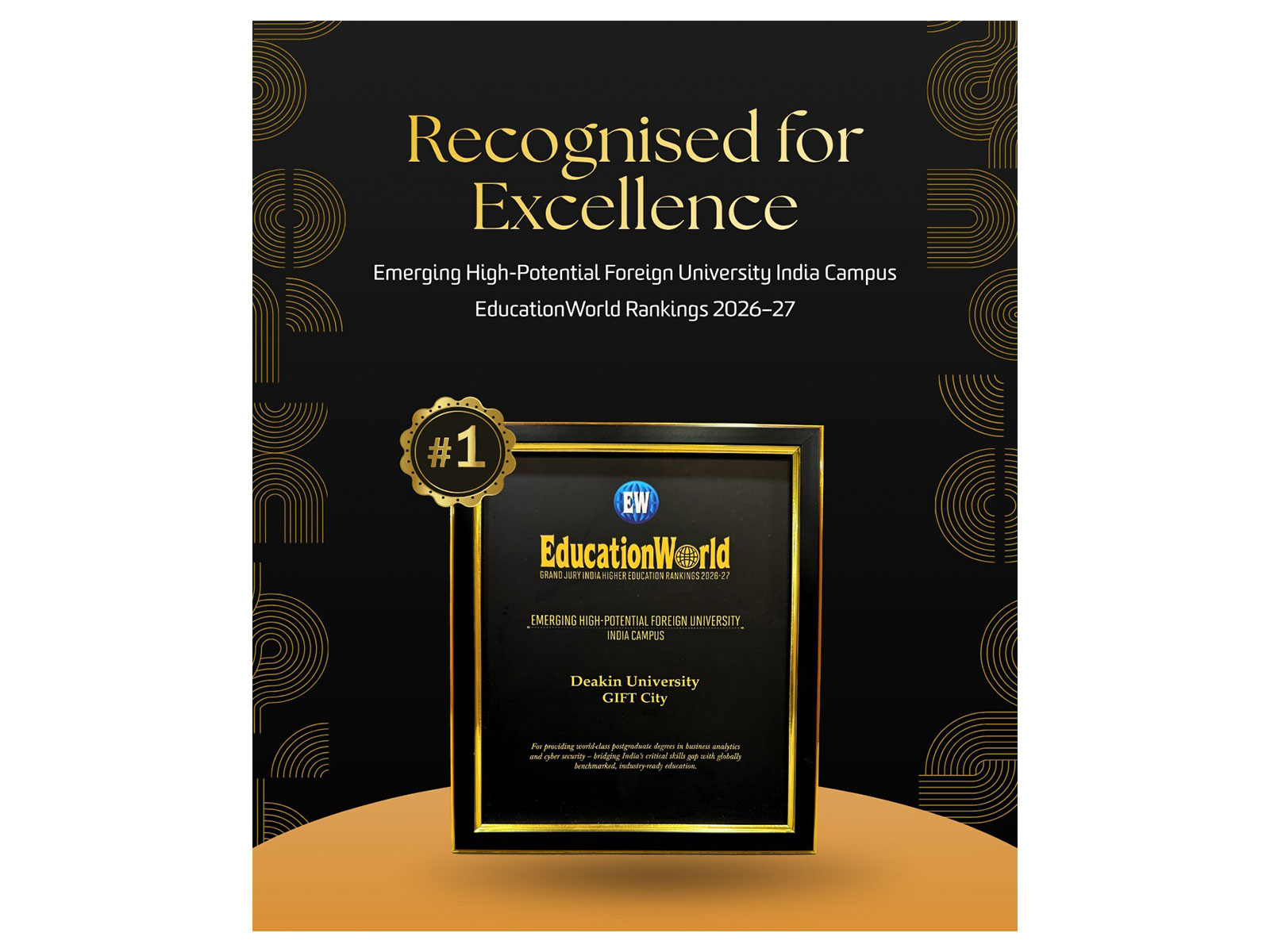 Deakin University GIFT City Campus India ranks #1 Foreign University Campus in India