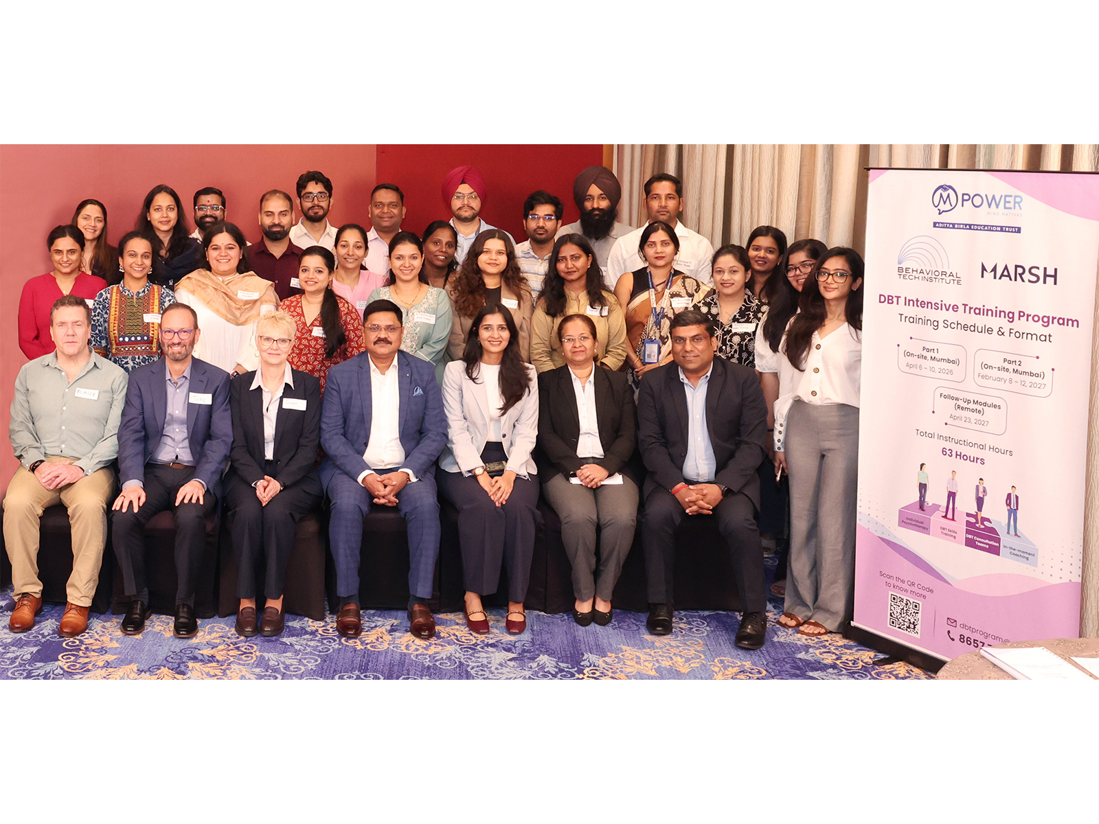 Representatives from Mpower, Behavioral Tech Institute, Marsh India, and participating clinicians during the ongoing DBT Intensive Training Programme in Mumbai