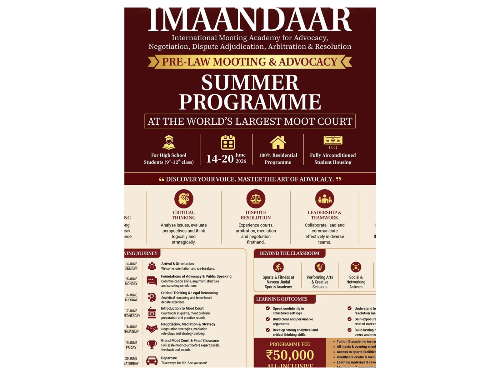 Jindal Global Law School Launches India's First Pre-Law Summer Programme in Mooting & Advocacy for High School Students