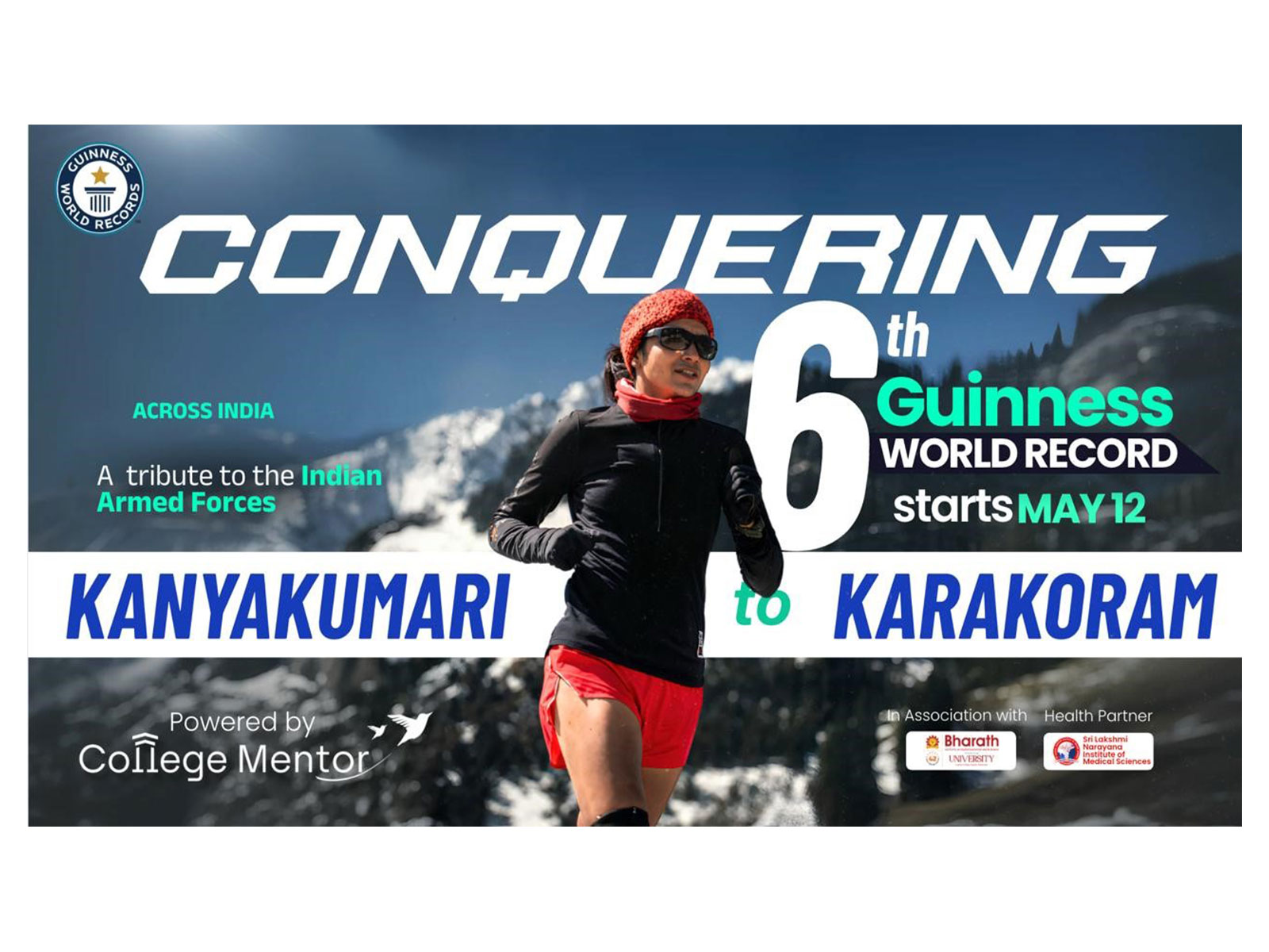 Ultra Runner Sufiya Sufi Announces 5,000 KM 'Run for Dreams' from Kanyakumari to Karakoram Pass in Tribute to Indian Armed Forces