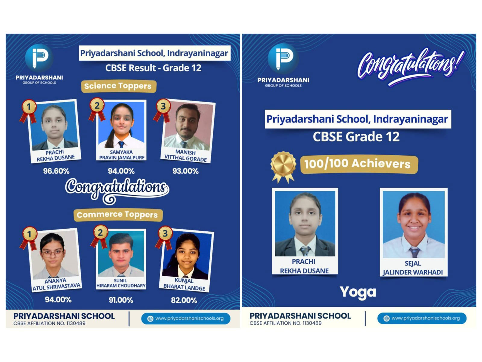 Priyadarshani School, Indrayaninagar celebrates excellent CBSE Grade 12 Results 2025-26