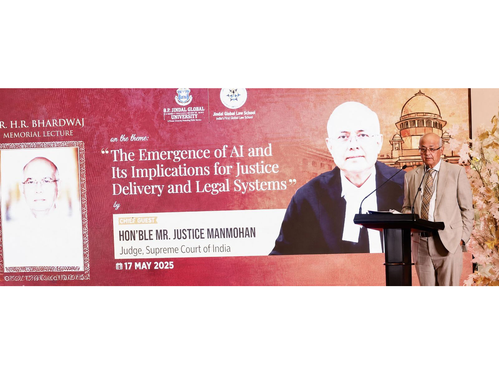 AI Needs Institutional Oversight and Enforceable Accountability in Law: Justice Manmohan, Judge, Supreme Court of India at H.R Bhardwaj Memorial Lecture at JGU