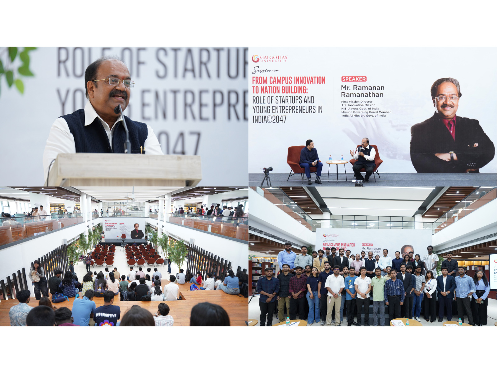 Innovation, entrepreneurship, and young problem-solvers take centre stage as Ramanan Ramanathan engages with students at Galgotias University