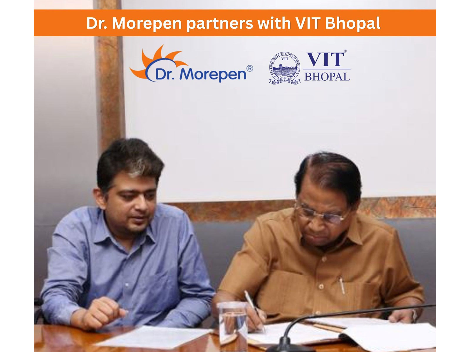 From L to R: Amrit Ravi, VP Dr. Morepen Group and G Viswanathan, Founder & Chancellor VIT