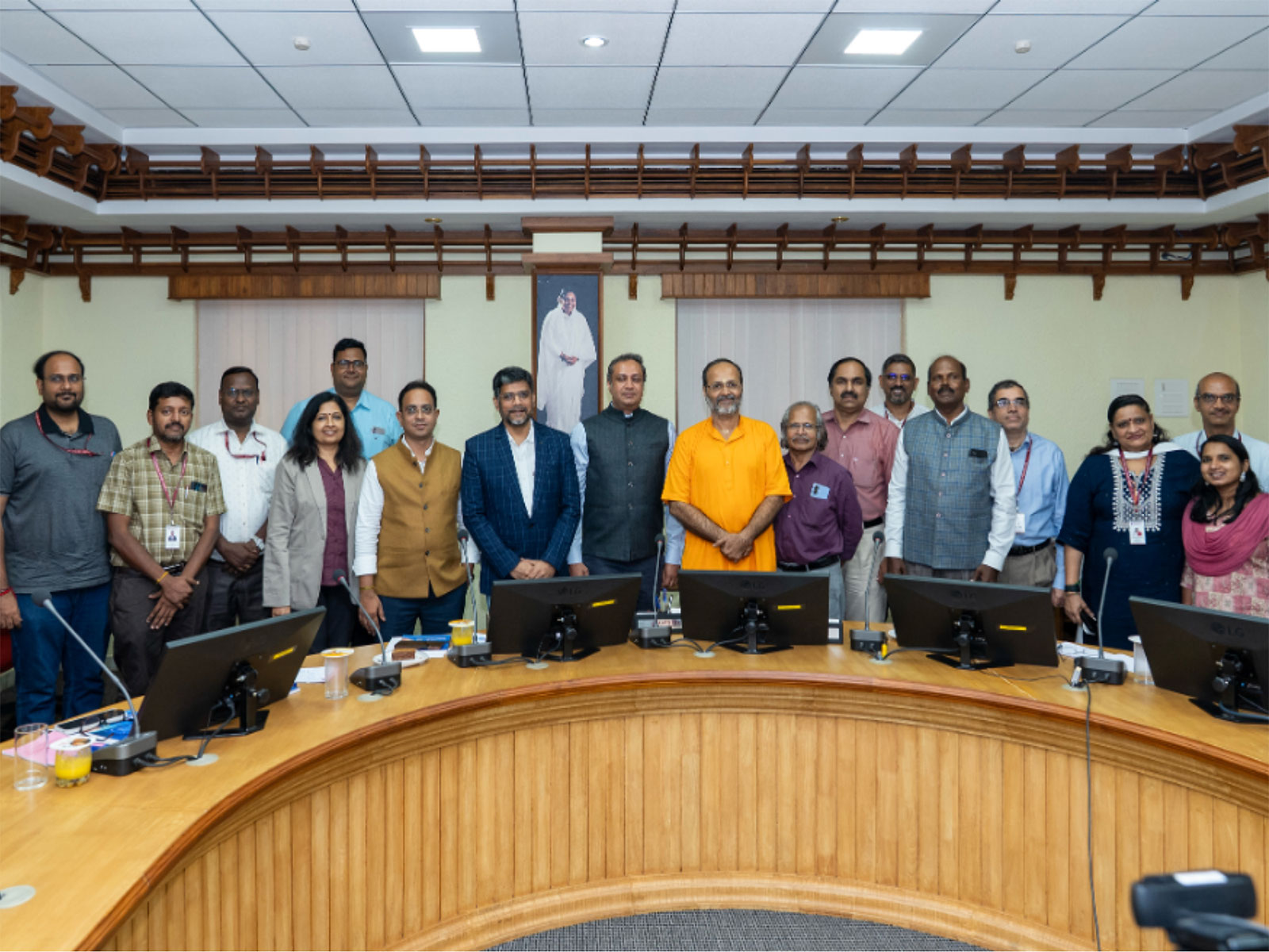The Amrita Vishwa Vidyapeetham team and the Orion Innovation team during the MOU signing ceremony.