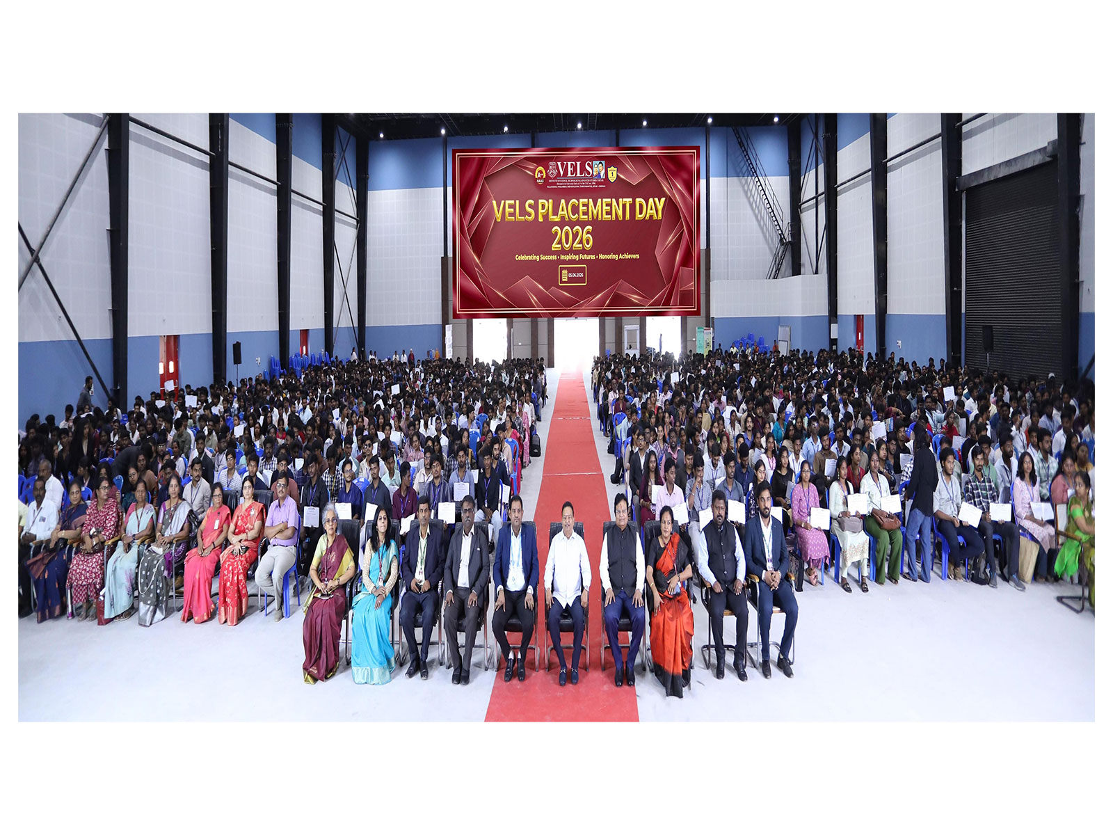 Founder Chancellor Dr. Ishari K. Ganesh with Vels University students placed through campus recruitment
