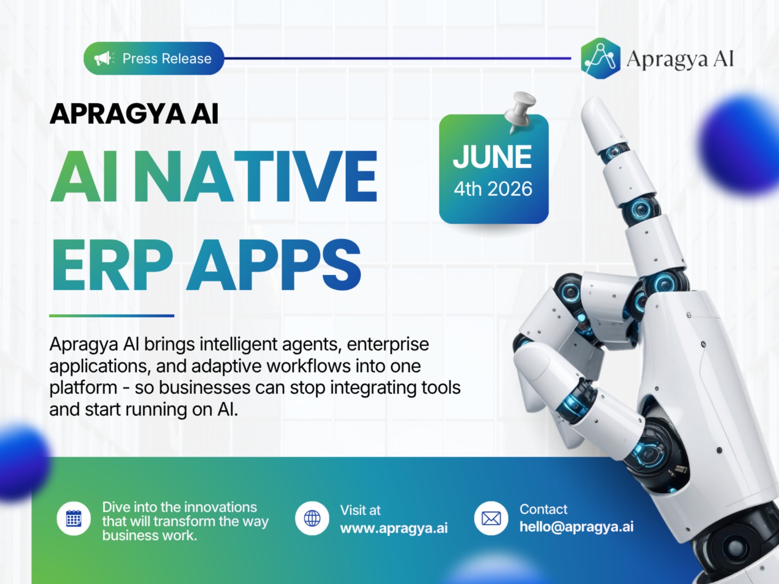 DPIIT and StartupTN-recognized deep-tech startup unveils unified platform combining 50+ AI agents, no-code workflows, and full enterprise applications - built natively, not bolted onto legacy ERP.